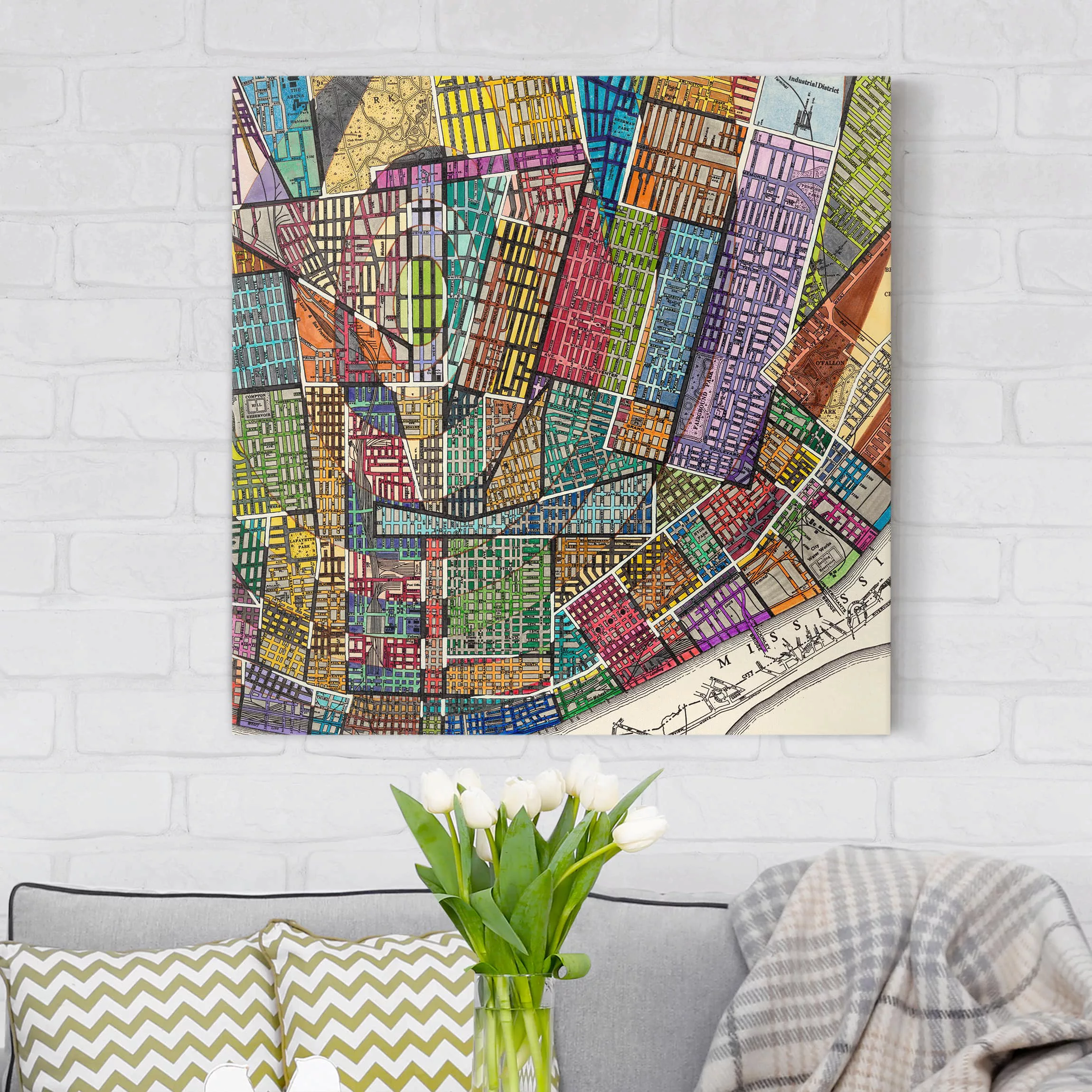 Leinwandbild Stadtplan - Quadrat Moderne Karte von St. Louis günstig online kaufen