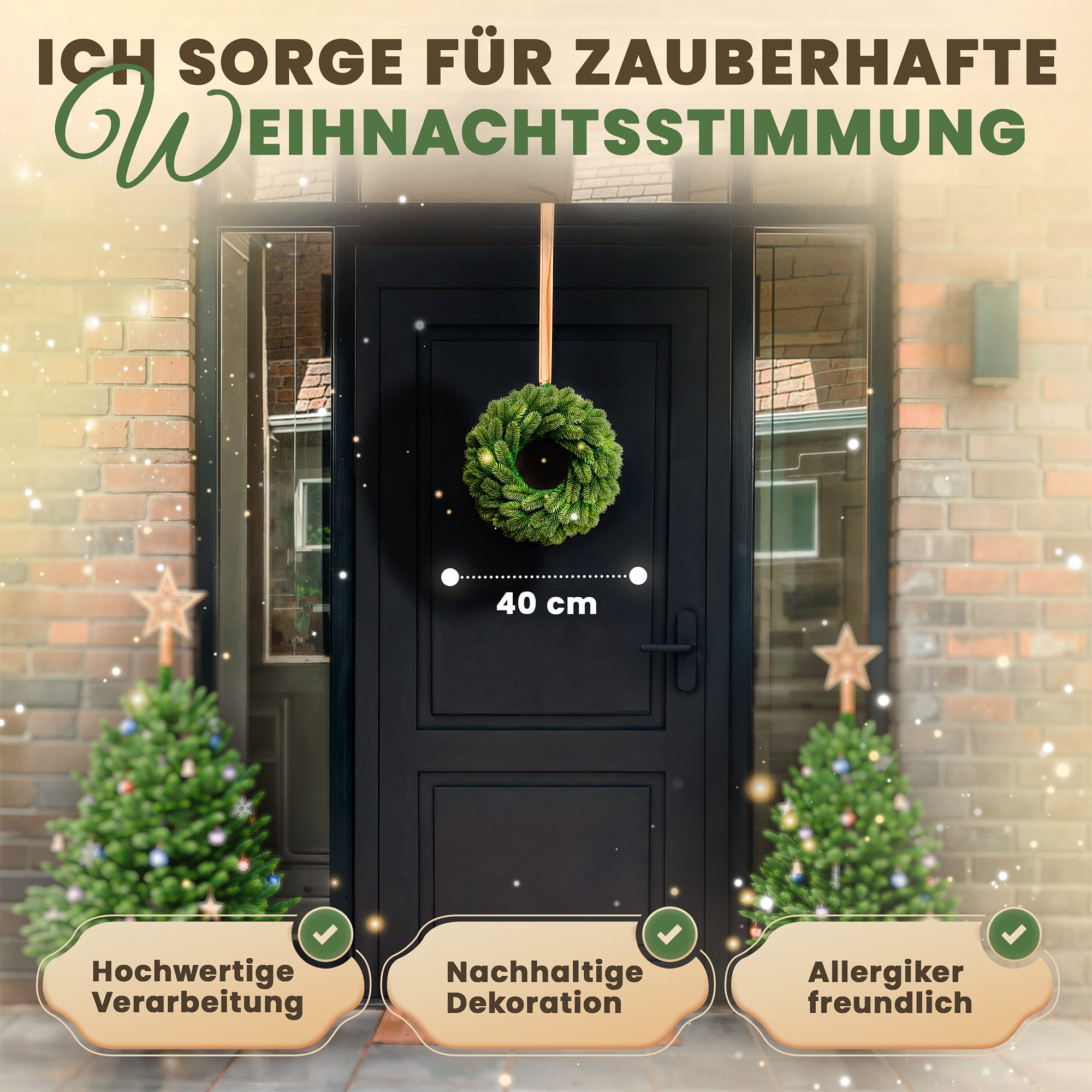 Kunstkranz Premium Weihnachtskranz, ArtiTree, Höhe 40 günstig online kaufen