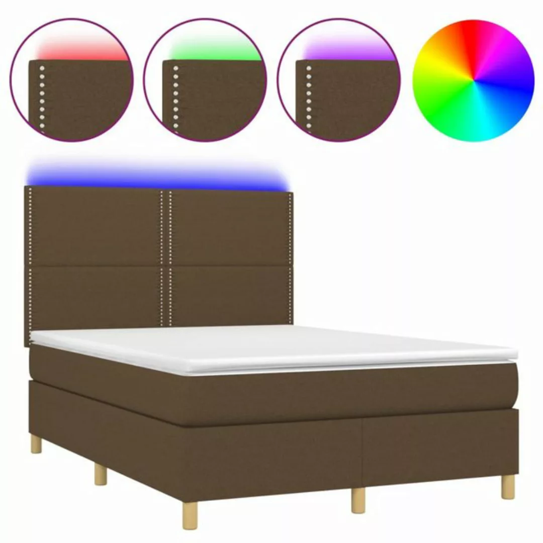 vidaXL Boxspringbett Bett Boxspringbett mit Matratze & Topper & LED (140 x günstig online kaufen