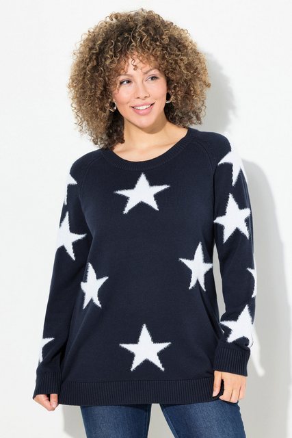 Ulla Popken Strickpullover Pullover Glitzersterne Rundhals Raglan-Langarm günstig online kaufen