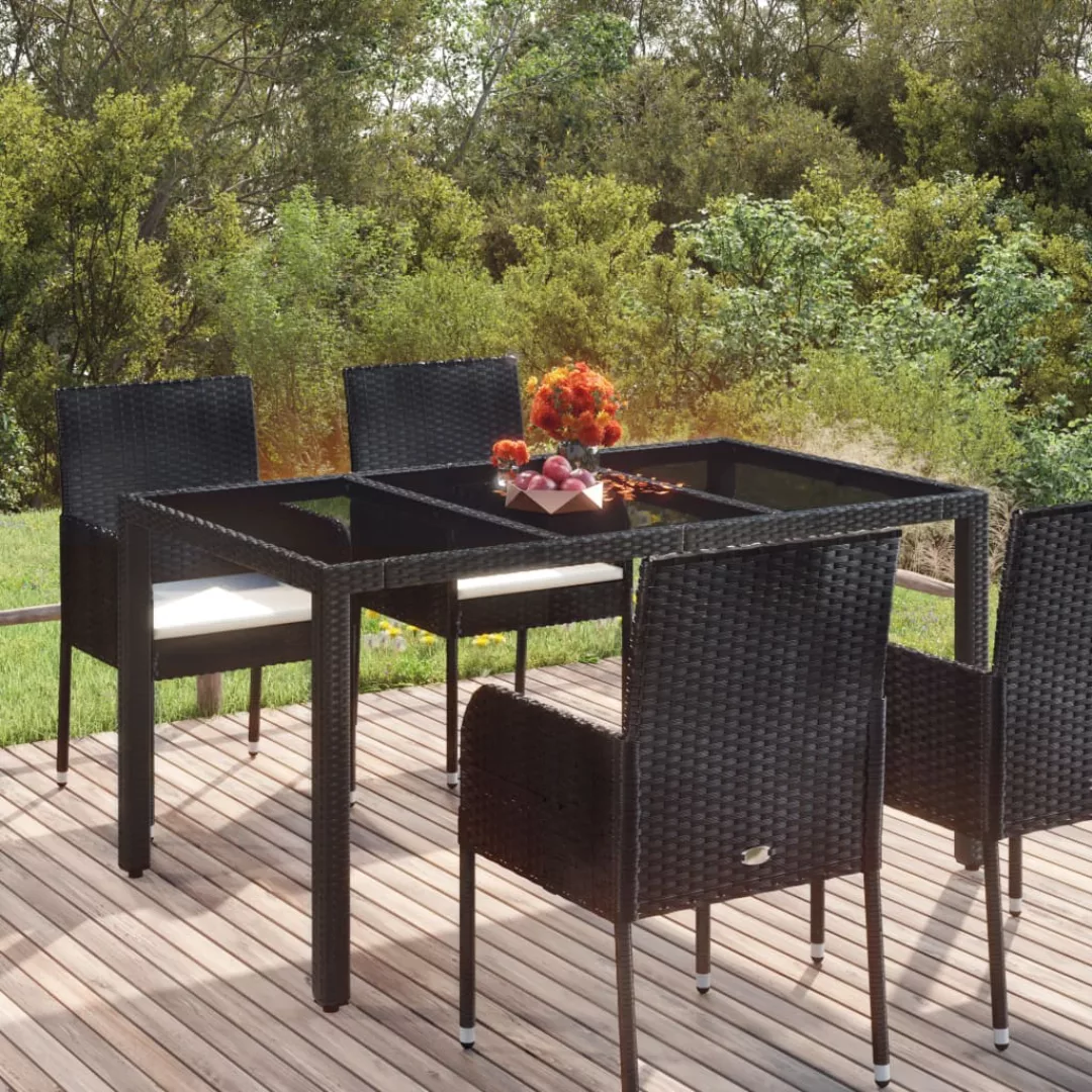 Vidaxl Gartentisch Mit Glasplatte Schwarz 150x90x75 Cm Poly Rattan günstig online kaufen