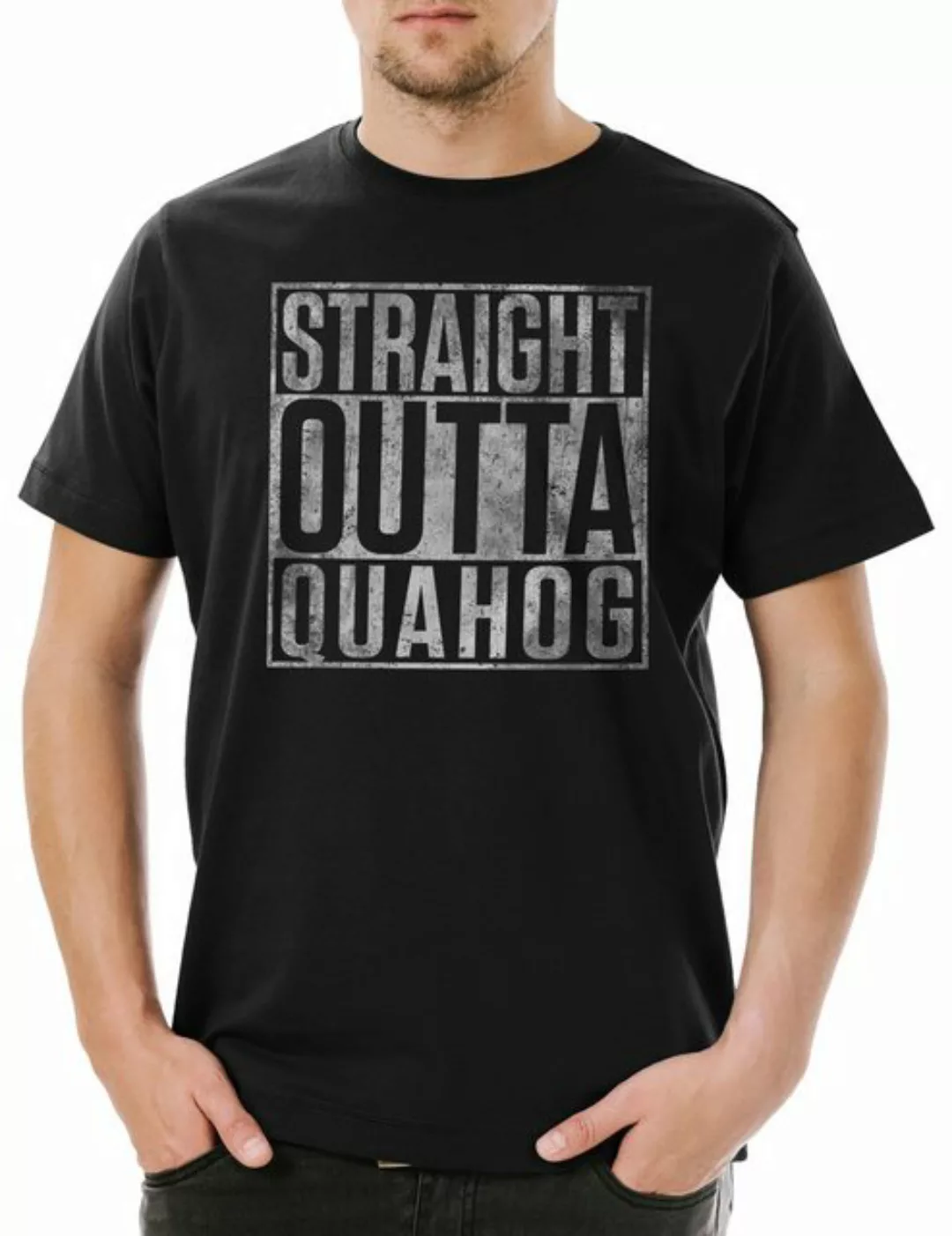 Urban Backwoods Print-Shirt Straight Outta Quahog Herren T-Shirt Family Fun günstig online kaufen