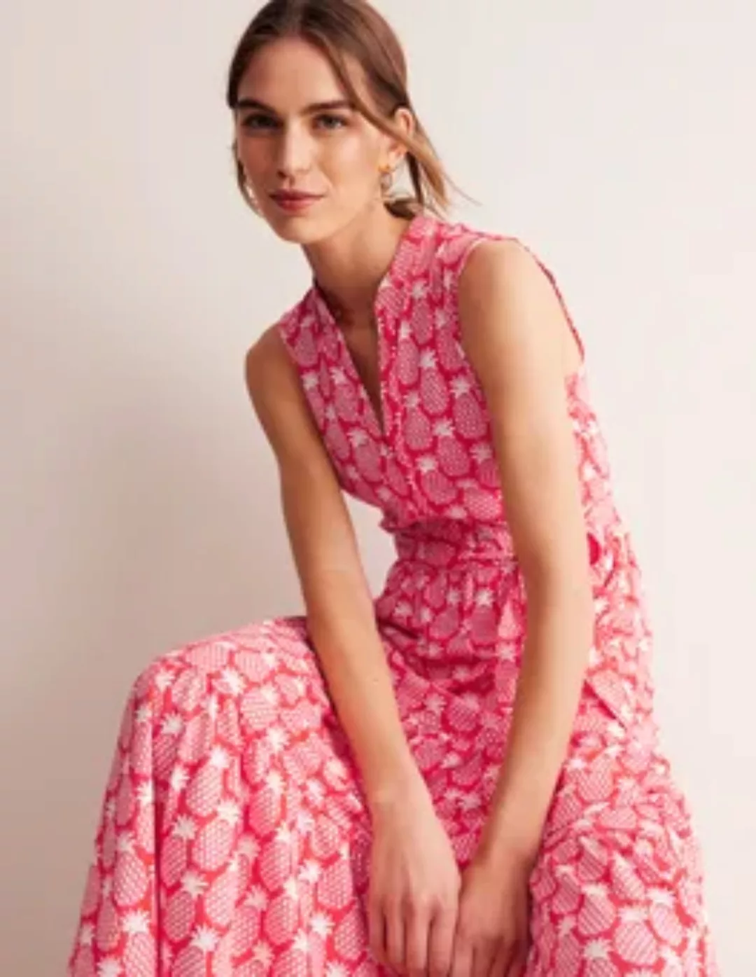 Naomi Maxi-Jerseykleid mit Ausschnitt Damen Boden, Hibiskus, Ananas Geo günstig online kaufen