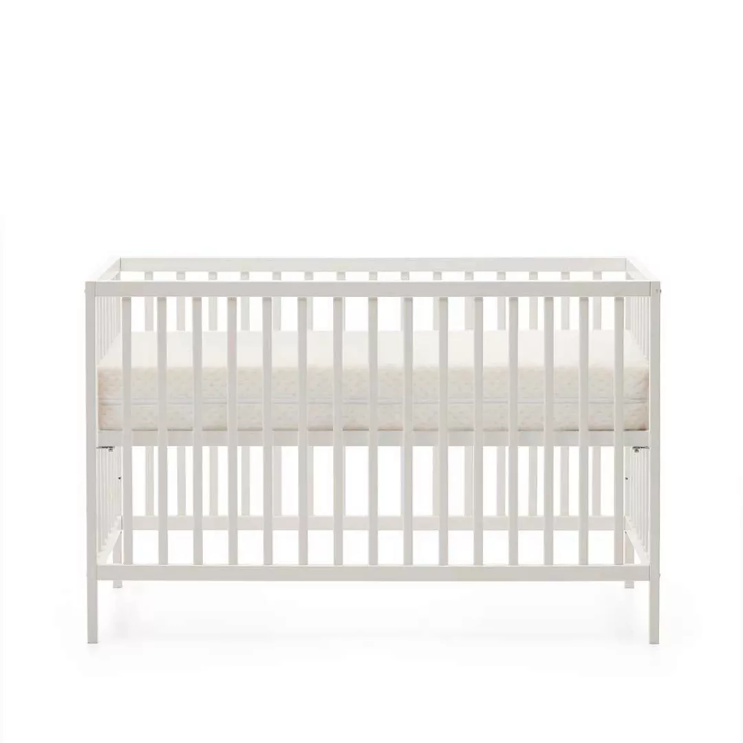 Babygitterbett weiß aus Buche Massivholz 123 cm tief - 65 cm breit günstig online kaufen