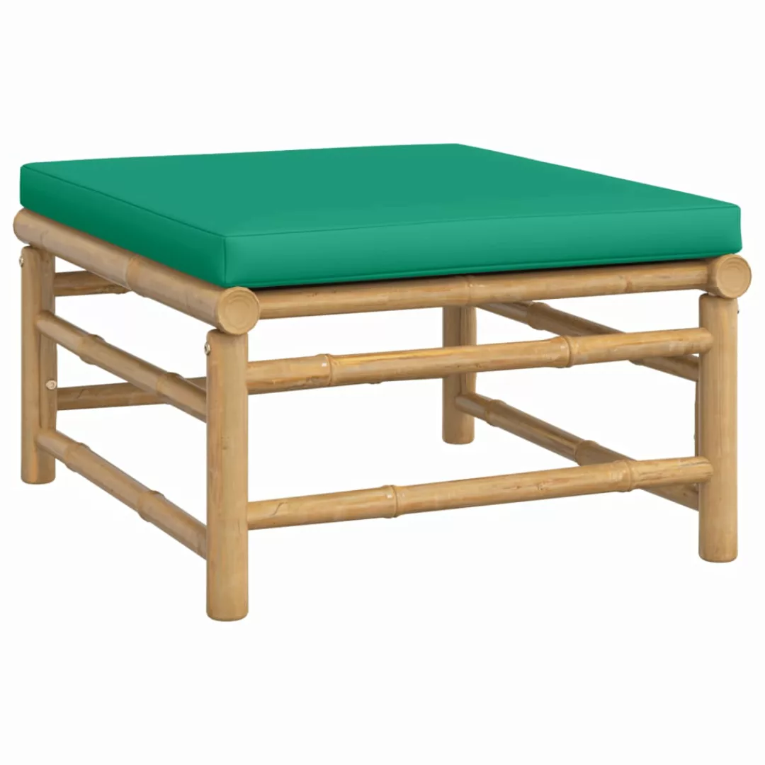 vidaXL Sofaelement Gartenhocker mit Grünem Kissen günstig online kaufen