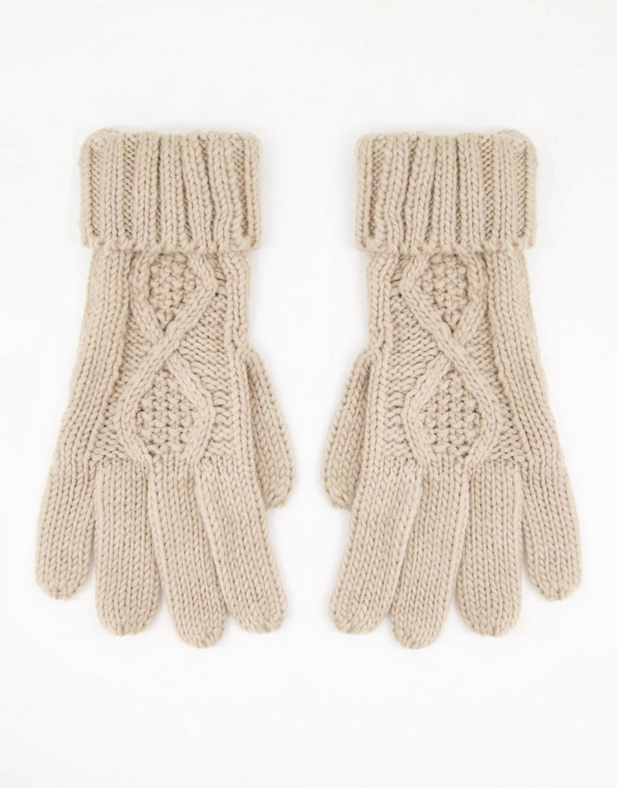 Boardmans – Gestrickte Handschuhe in Haferbeige mit Zopfmuster-Neutral günstig online kaufen