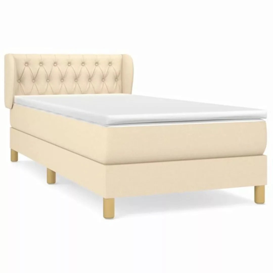 vidaXL Boxspringbett Boxspringbett mit Matratze Creme 90x200 cm Stoff Bett günstig online kaufen