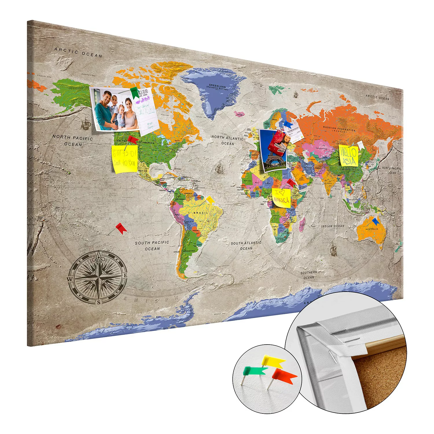 home24 Korkbild World Map Retro Style günstig online kaufen