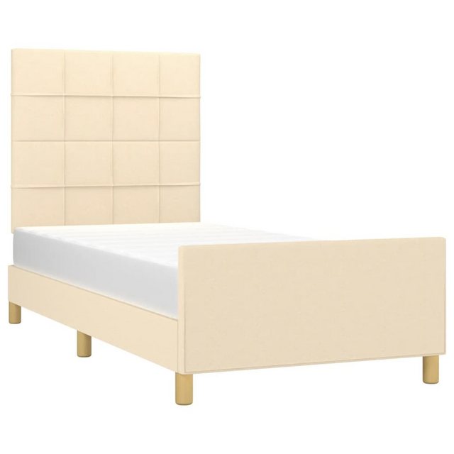 vidaXL Bett Bettgestell ohne Matratze Creme 90x200 cm Stoff günstig online kaufen