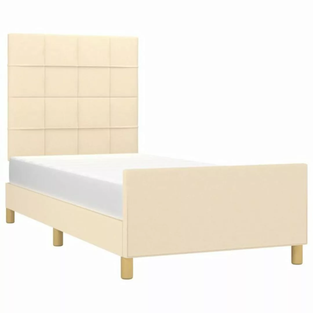 vidaXL Bett Bettgestell ohne Matratze Creme 90x200 cm Stoff günstig online kaufen