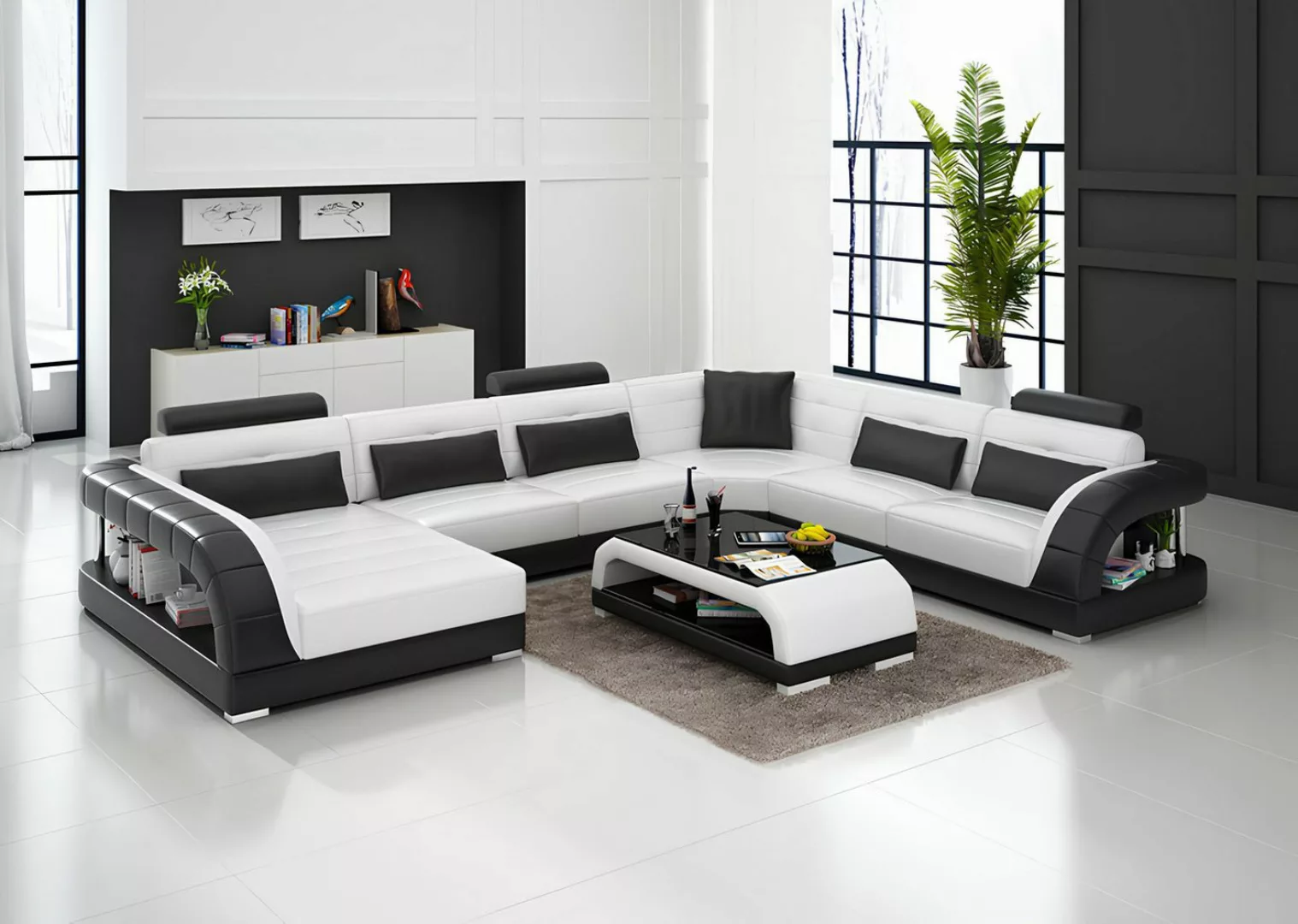 Xlmoebel Sofa Modernes Ledersofa mit Eckdesign und Wohnlandschaft - Ecksofa günstig online kaufen