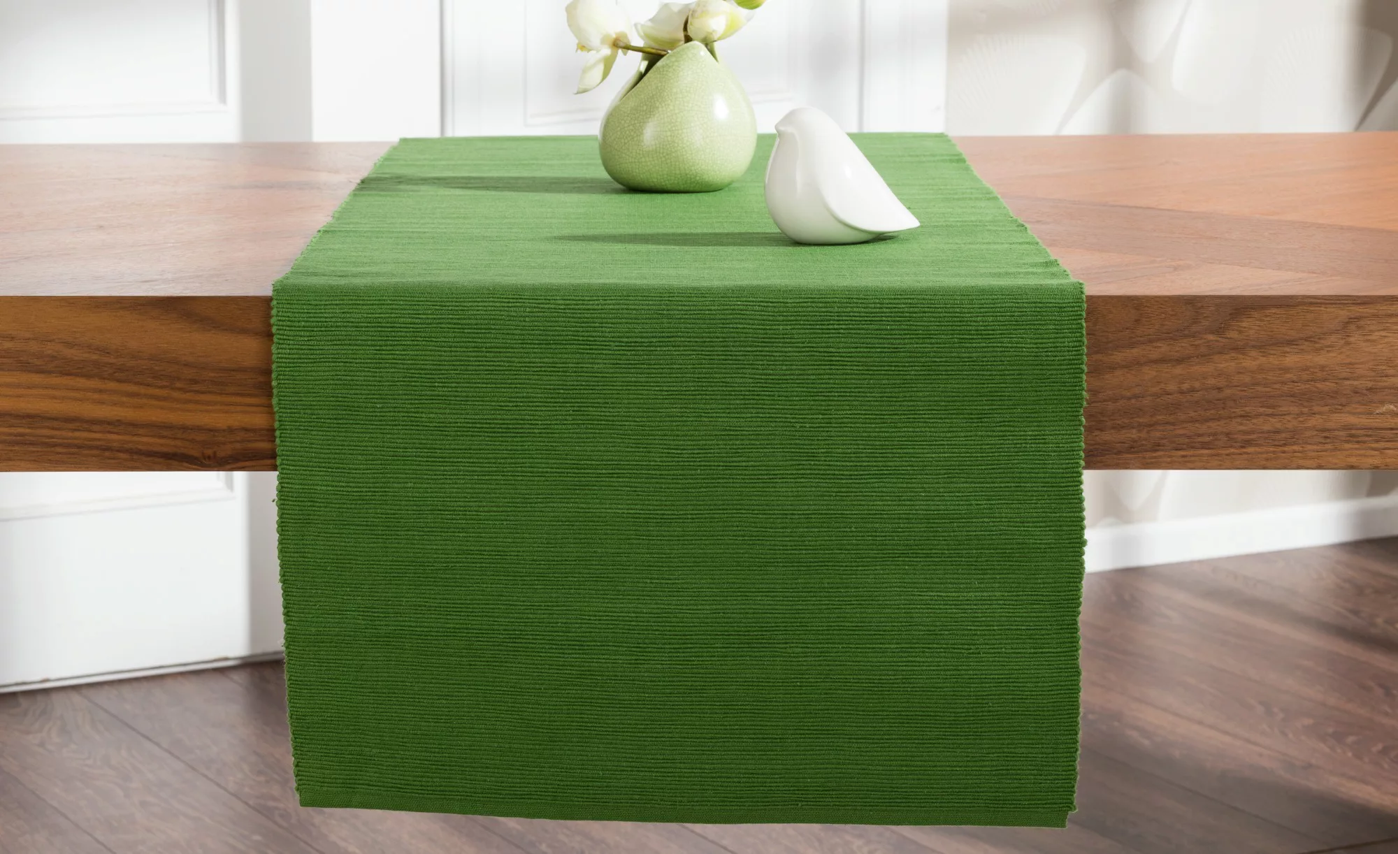 HOME STORY Tischläufer  Rip - grün - Reine Baumwolle - 40 cm - Sconto günstig online kaufen