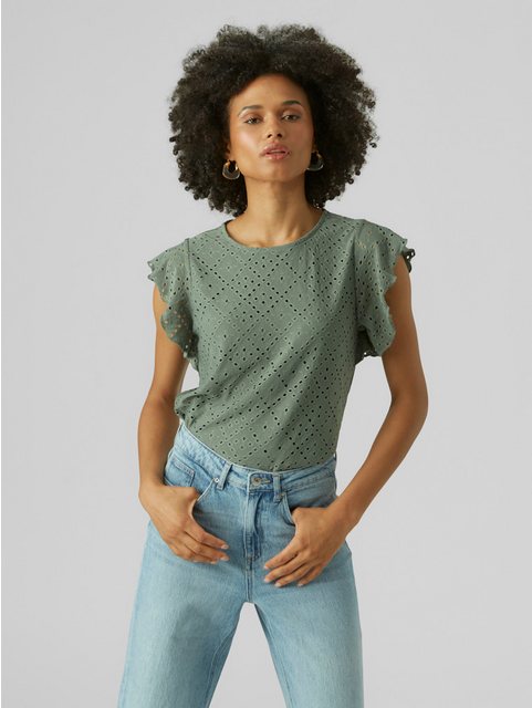 Vero Moda Rundhalsshirt VMTASSA SL FRILL TOP NOOS günstig online kaufen