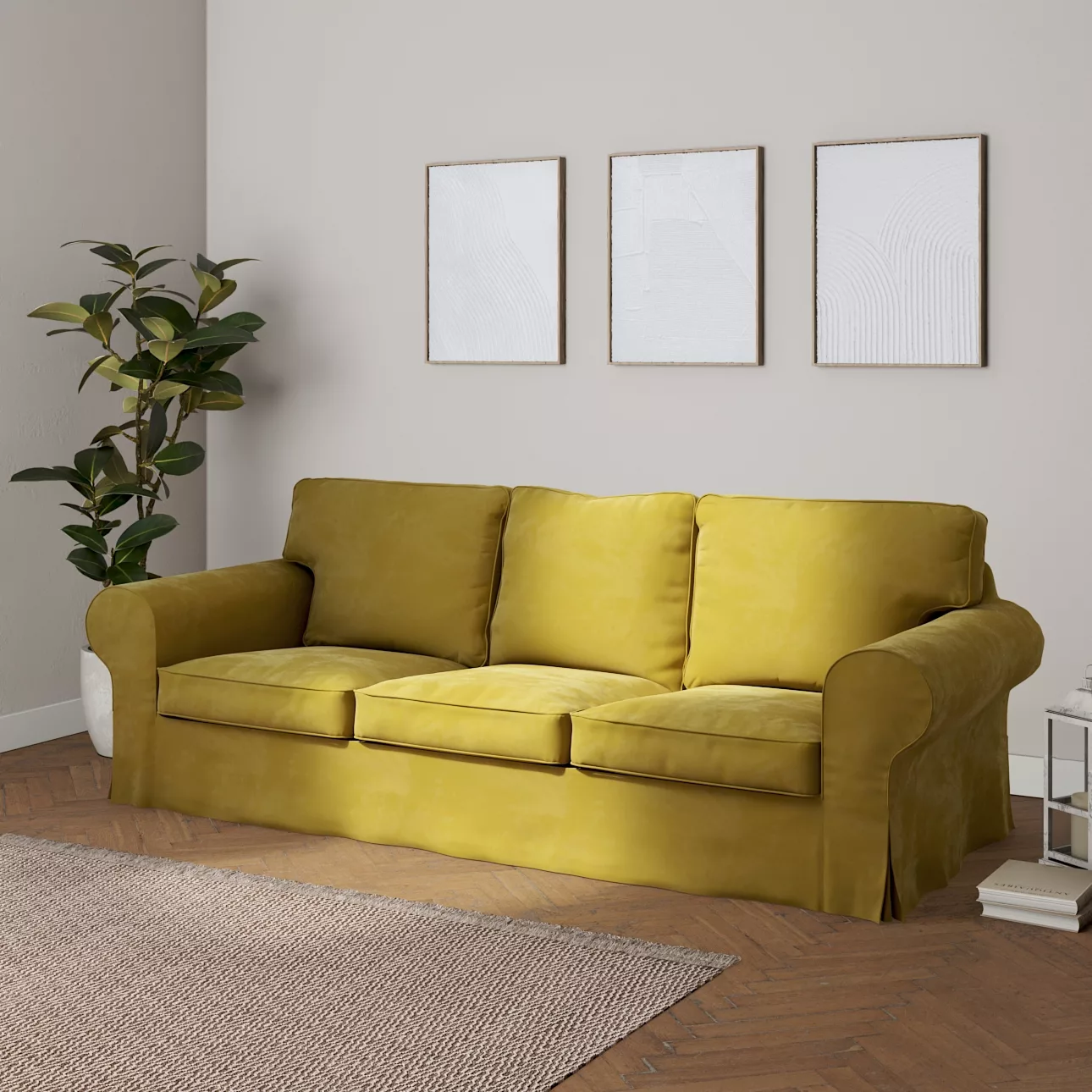 Bezug für Ektorp 3-Sitzer Schlafsofa, ALTES Modell, olivegrün, Sofahusse Ek günstig online kaufen