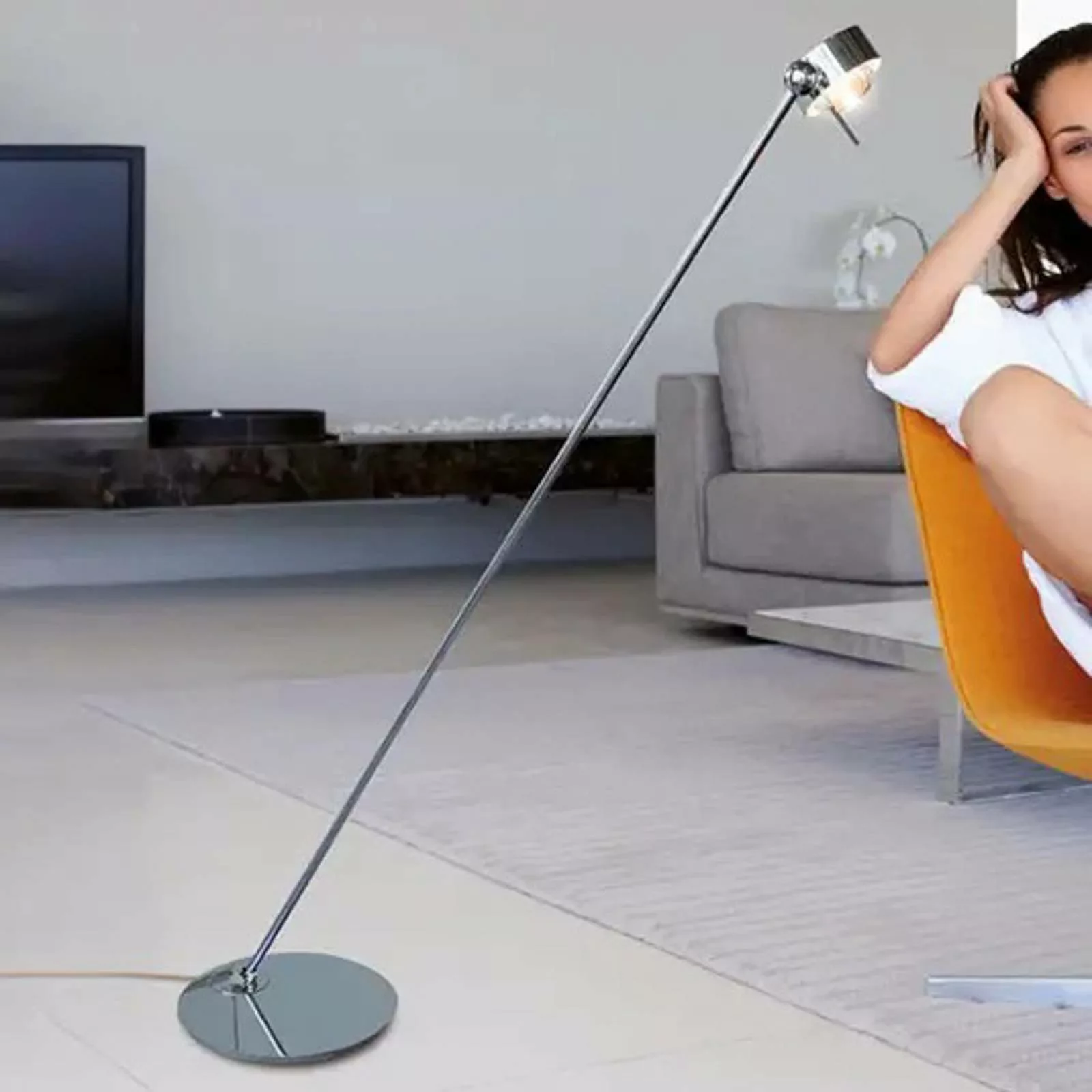 LED-Stehlampe Puk Floor Mini Single chrom matt günstig online kaufen