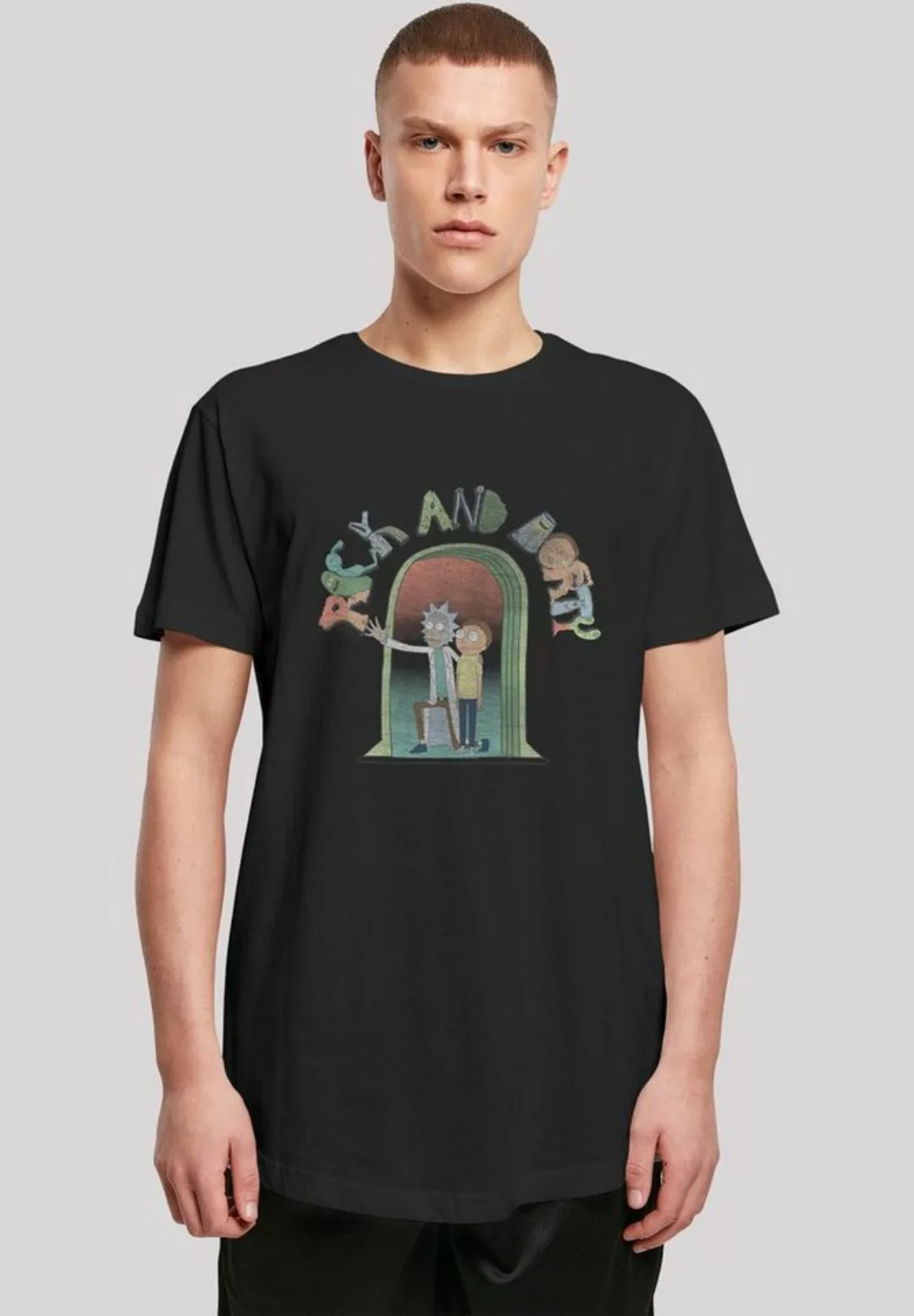 F4NT4STIC Kurzarmshirt "F4NT4STIC Herren Rick And Morty Icon Doors with Sha günstig online kaufen