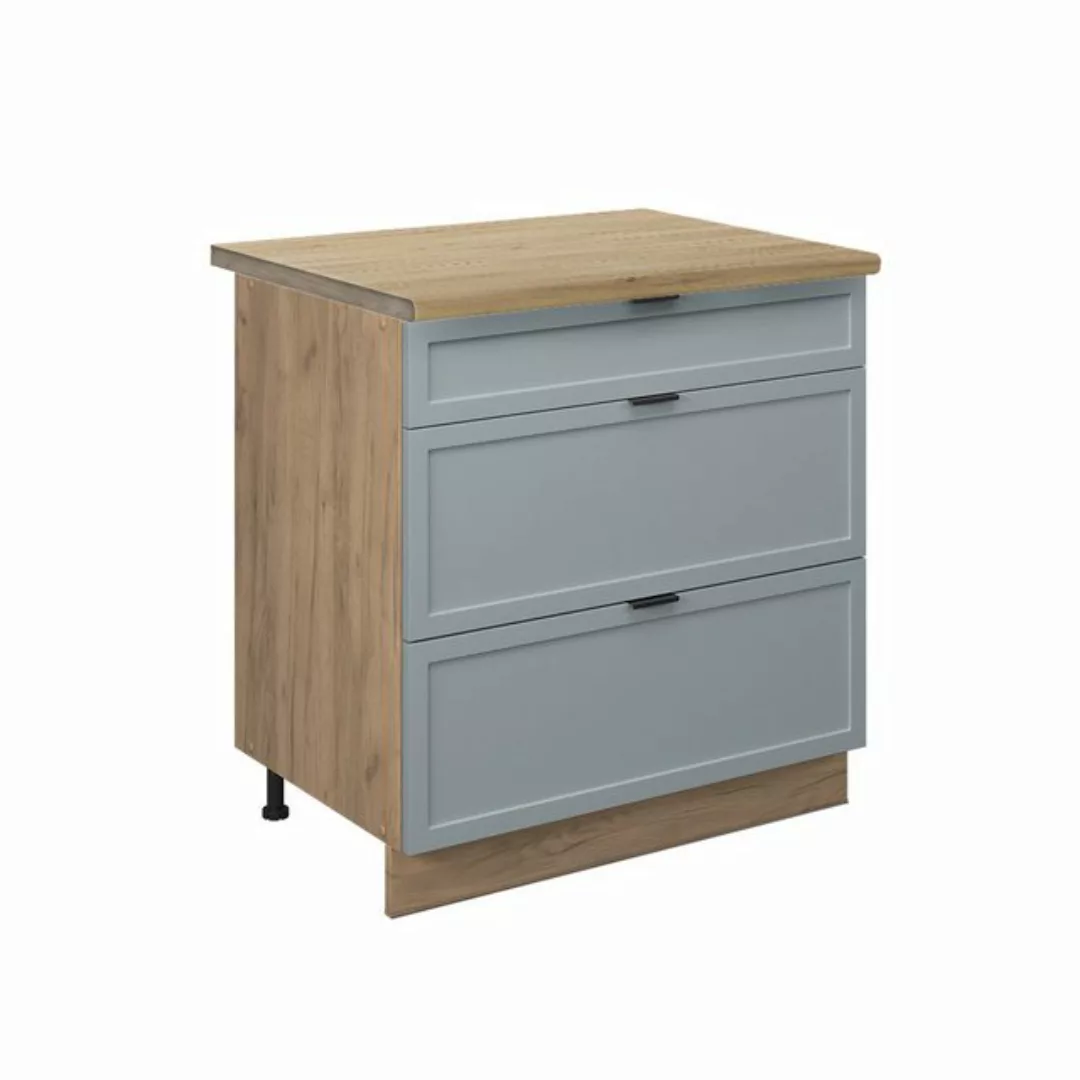 Vicco Unterschrank Fame-Line, Hellblau-grau/Goldkraft Eiche, 80 cm mit 3 Sc günstig online kaufen