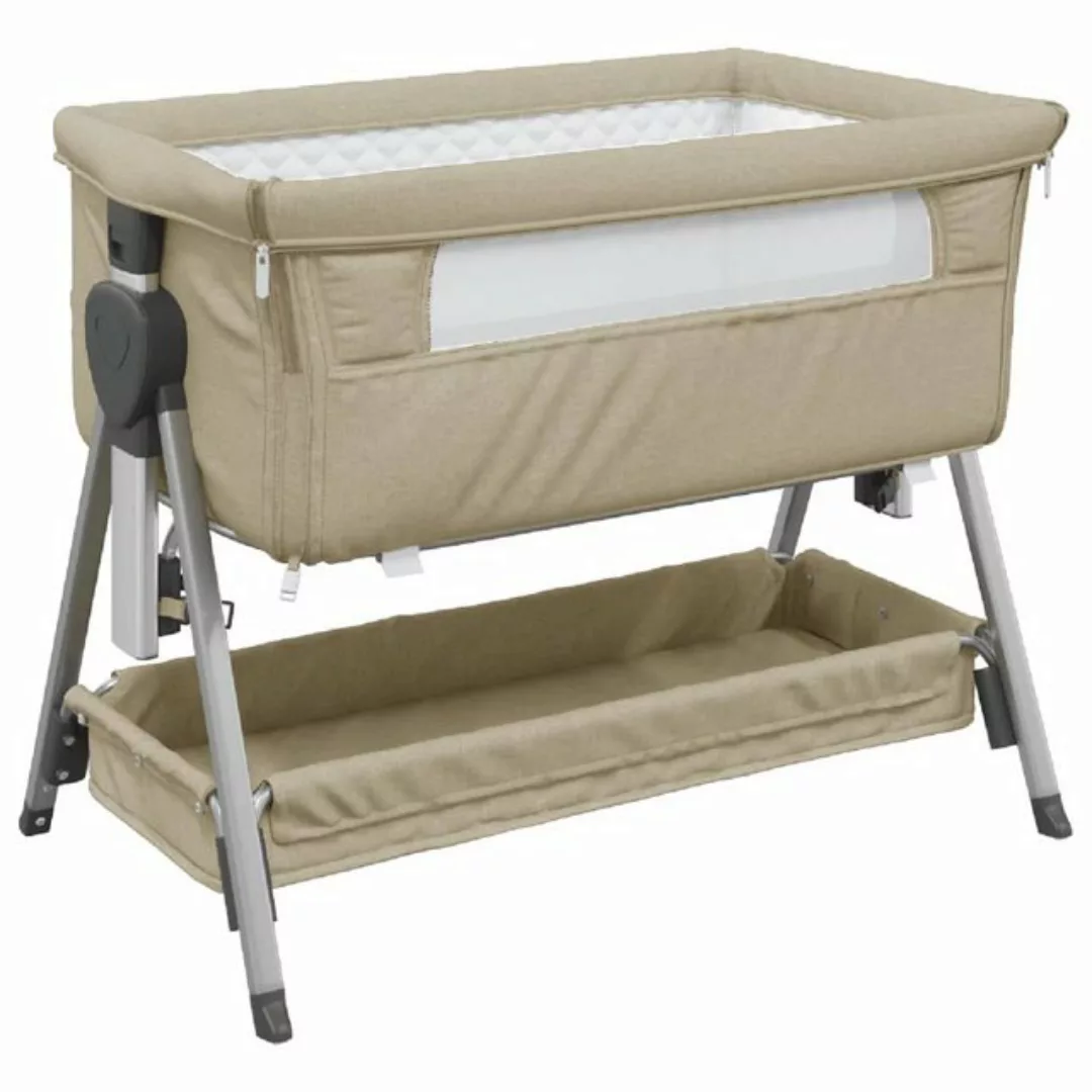 Vidaxl Babybett Mit Matratze Taupe Leinenstoff günstig online kaufen