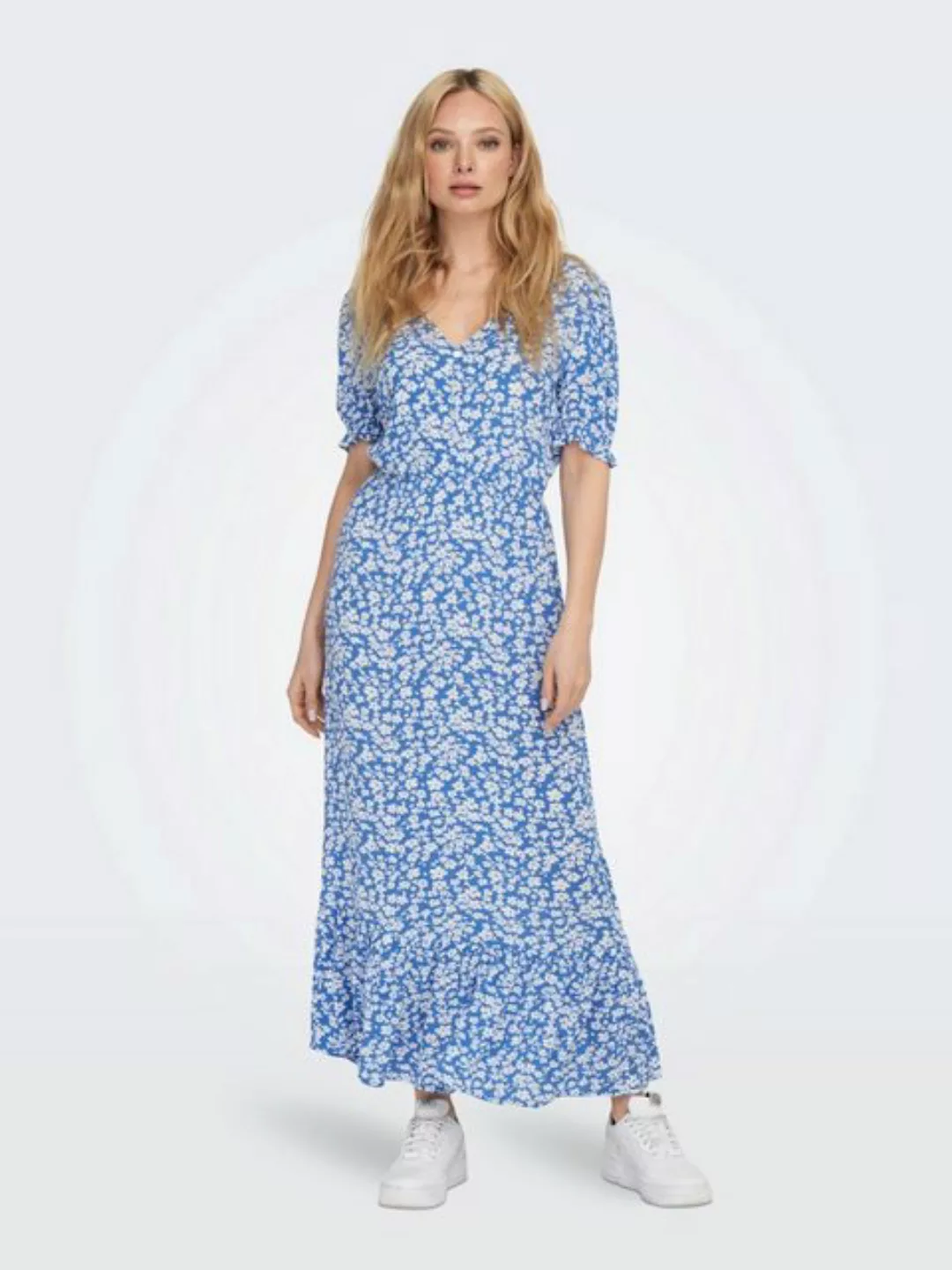 ONLY Shirtkleid Langes Kleid mit Puffärmel ONLCHIANTI (lang) 4941 in Blau günstig online kaufen