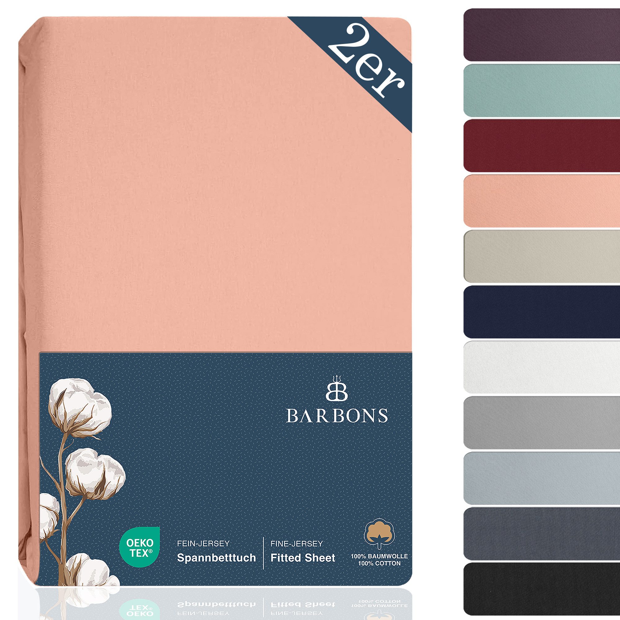 BARBONS Spannbettlaken Jersey 2er Bettlaken, 145 günstig online kaufen