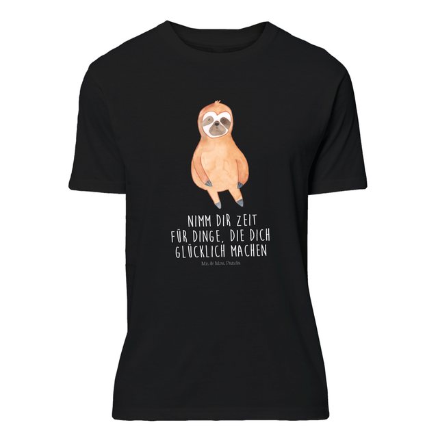 Mr. & Mrs. Panda T-Shirt Faultier Zufrieden - Schwarz - Geschenk, Faultier günstig online kaufen