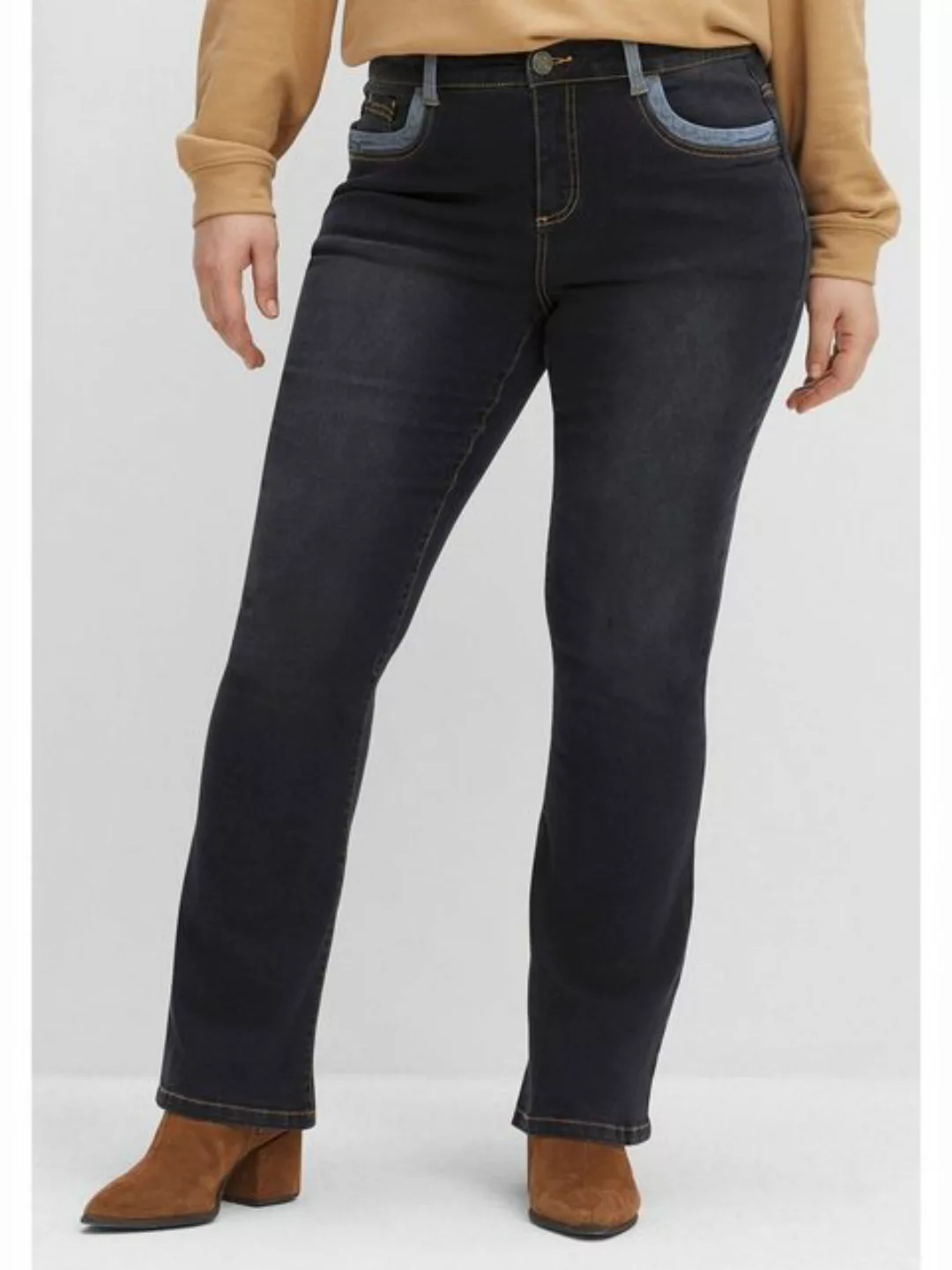 Sheego Bootcut-Jeans Große Größen mit Kontrastdetails günstig online kaufen