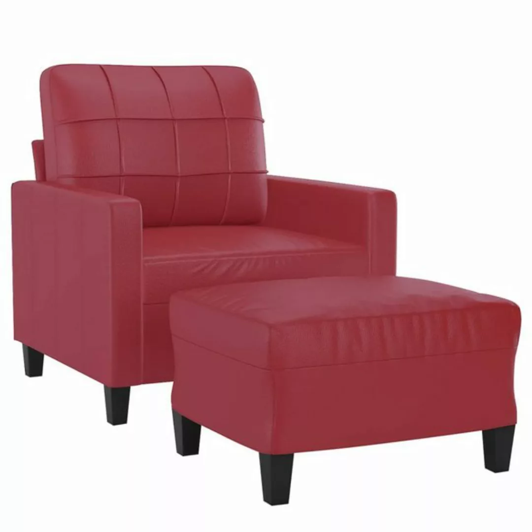 vidaXL Sofa Sessel mit Hocker Weinrot 60 cm Kunstleder günstig online kaufen