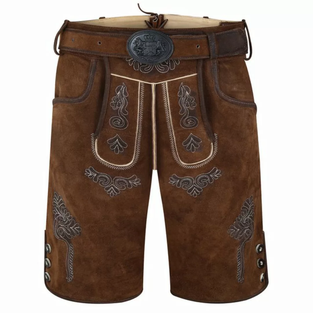 Spirit of Bavaria Trachtenlederhose Herren Trachten Lederhose kurz mit Gürt günstig online kaufen