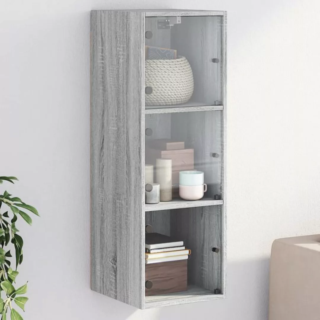 vidaXL Hängeschrank Hängeschrank Wandschrank mit Glastüren Grau Sonoma 35x3 günstig online kaufen