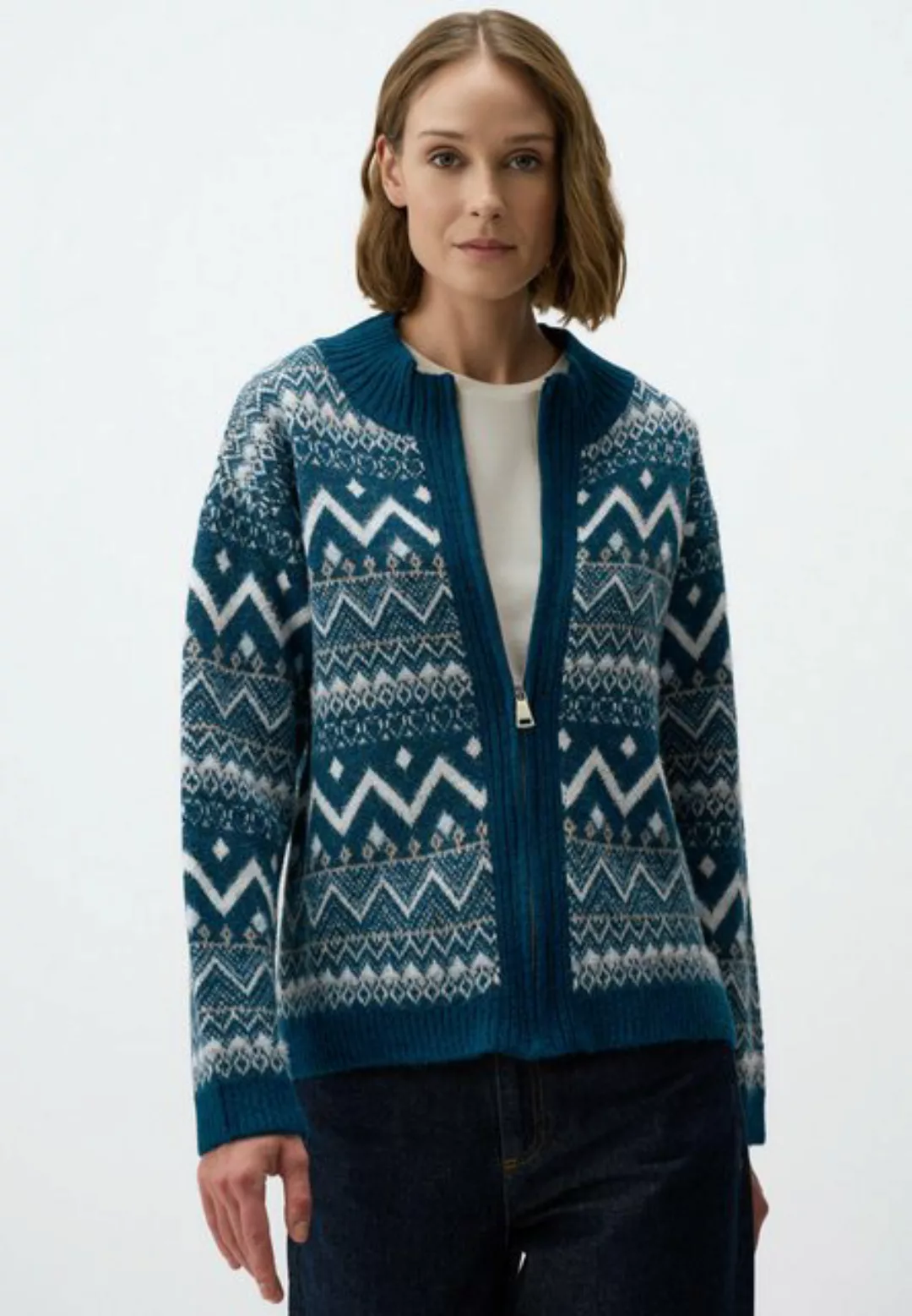 Jimmy Key Strickpullover Langärmlig Reißverschluss Gemustert Pullover Cardi günstig online kaufen