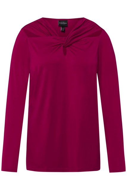 Ulla Popken Rundhalsshirt Shirt drapierter Ausschnitt Cut-Outs 3/4-Arm günstig online kaufen