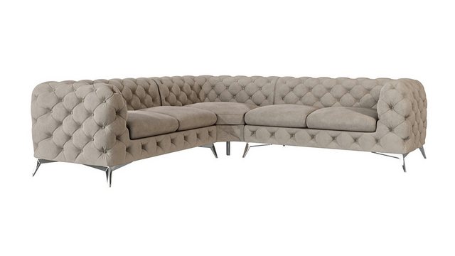 S-Style Möbel Ecksofa Chesterfield Kalina mit Silber Metall Füßen, mit Well günstig online kaufen