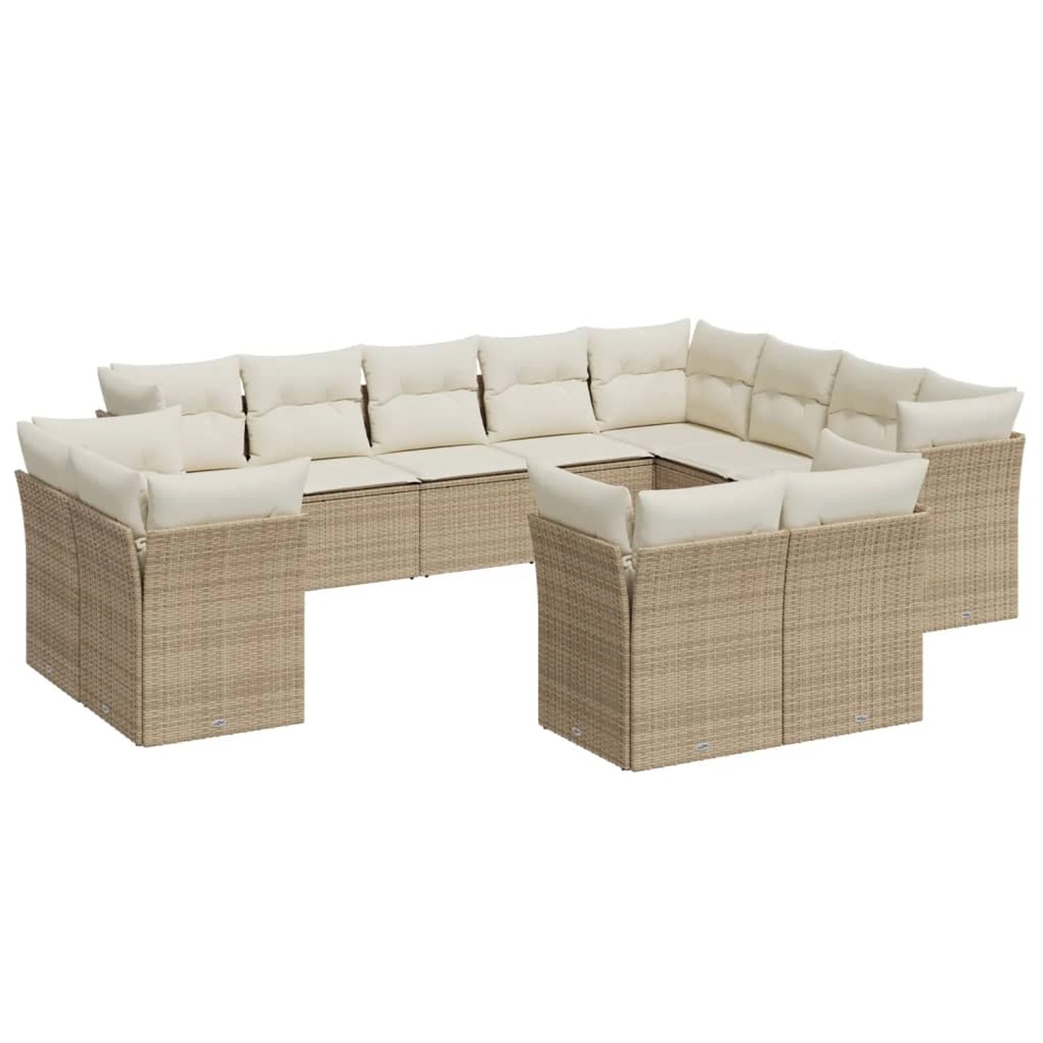 vidaXL 12-Tlg Garten-Sofagarnitur mit Kissen Beige Poly Rattan 3218528 günstig online kaufen
