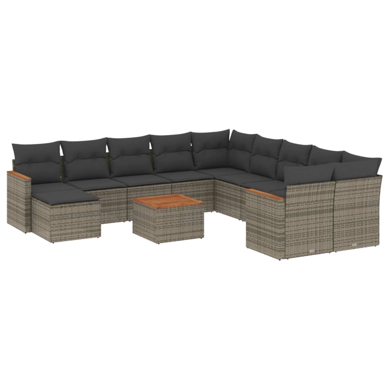 vidaXL 12-Tlg Garten-Sofagarnitur mit Kissen Grau Poly Rattan 3258980 günstig online kaufen