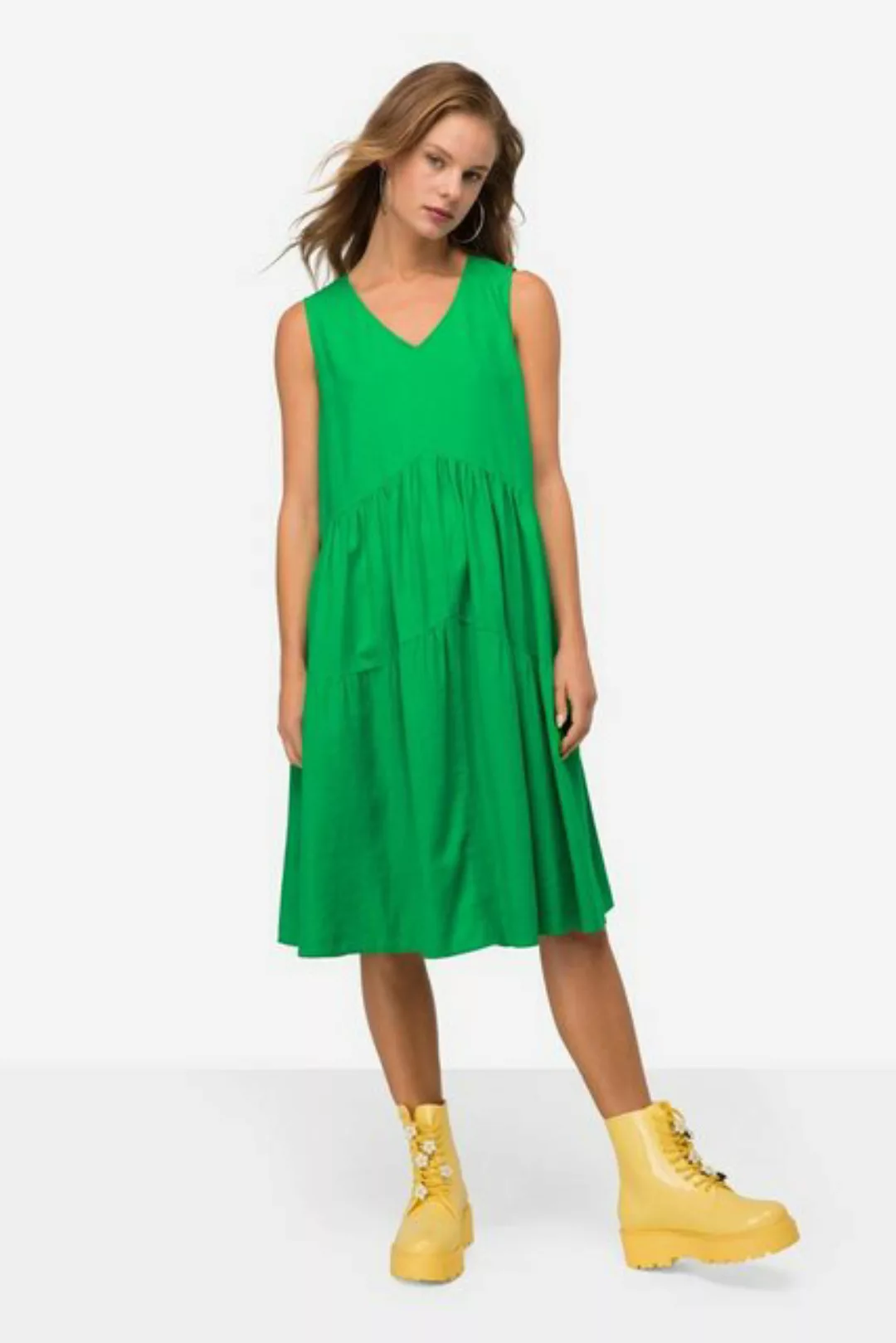 Laurasøn Sommerkleid Leinenmix-Kleid uni V-Ausschnitt ärmellos günstig online kaufen