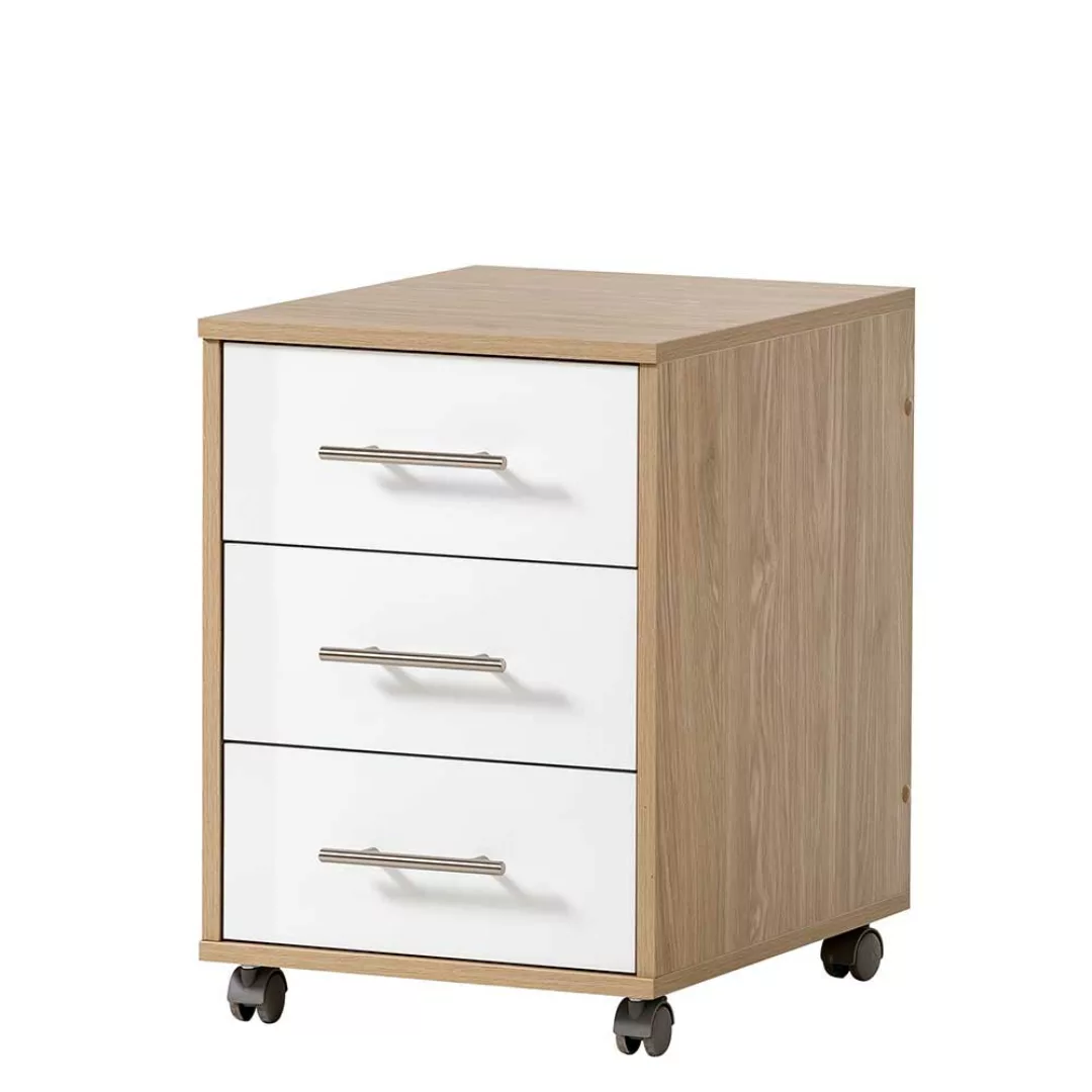 Rollcontainer Schreibtischrollcontainer mit drei Schubladen und Metallgriff günstig online kaufen