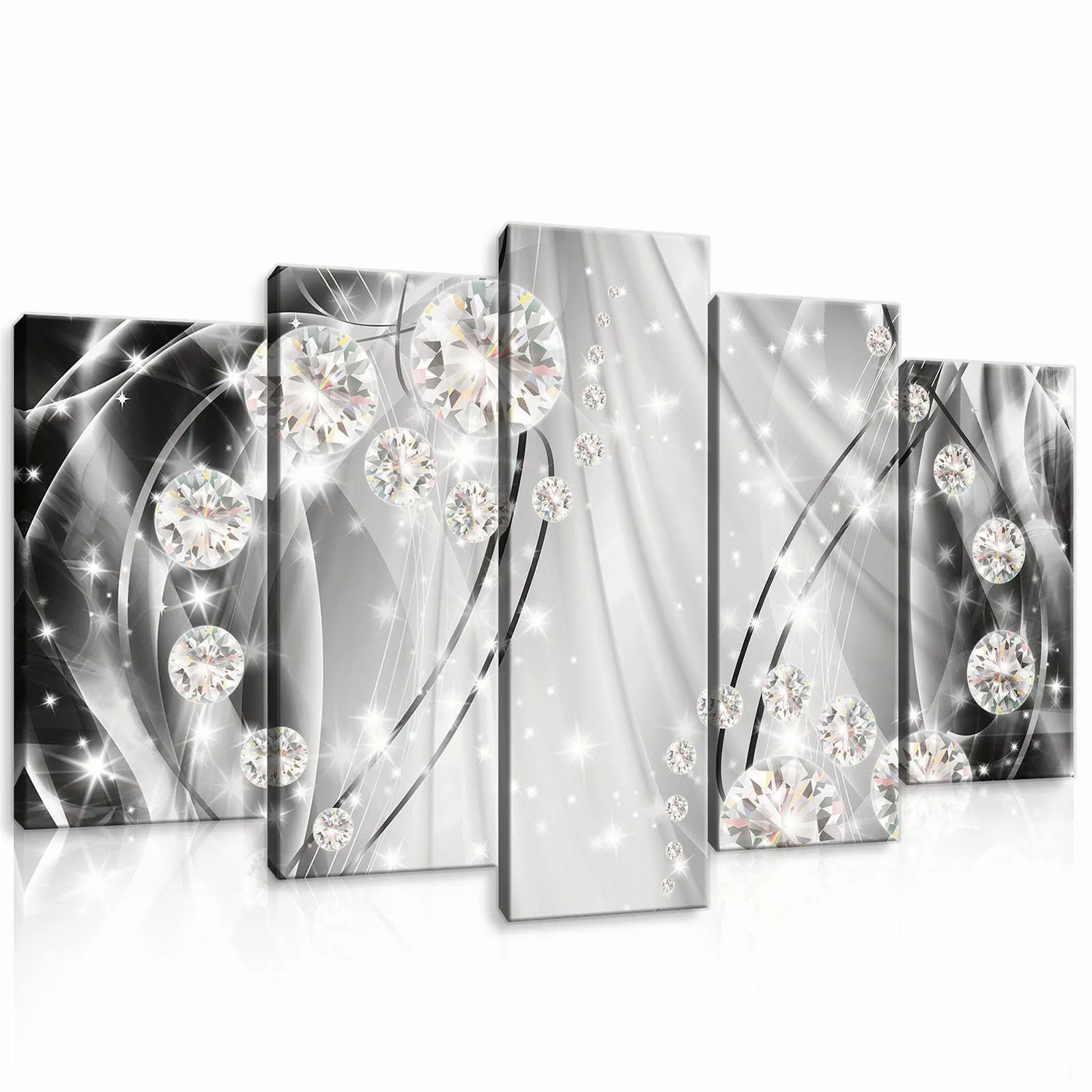 Wallarena Leinwandbild Abstrakt Set Diamanten Silber günstig online kaufen