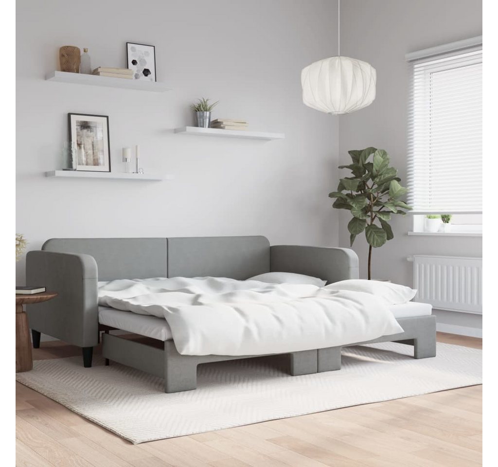 vidaXL Gästebett Gästebett Tagesbett Ausziehbar Hellgrau 100x200 cm Stoff B günstig online kaufen