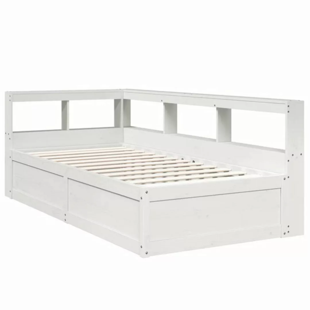 vidaXL Bett Massivholzbett mit Regal ohne Matratze Weiß 75x190 cm Kiefer günstig online kaufen