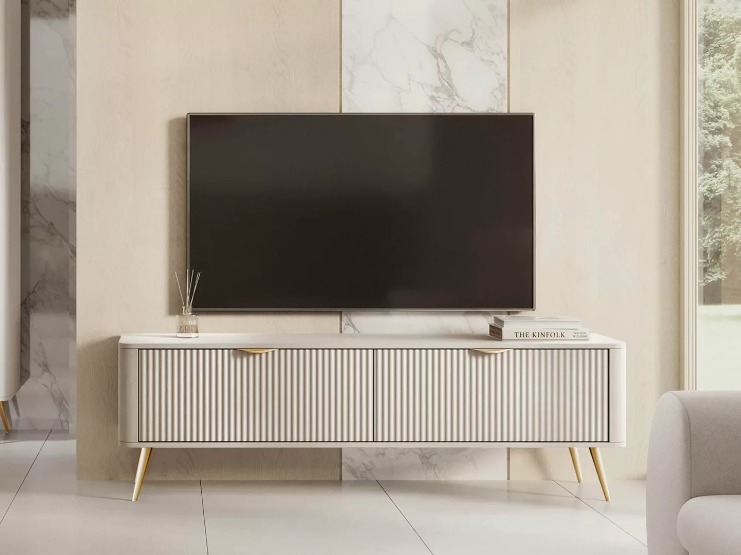 MIRJAN24 TV-Schrank Lante 2D (mit zwei Klappen) Metallfüße und Aluminiumgri günstig online kaufen