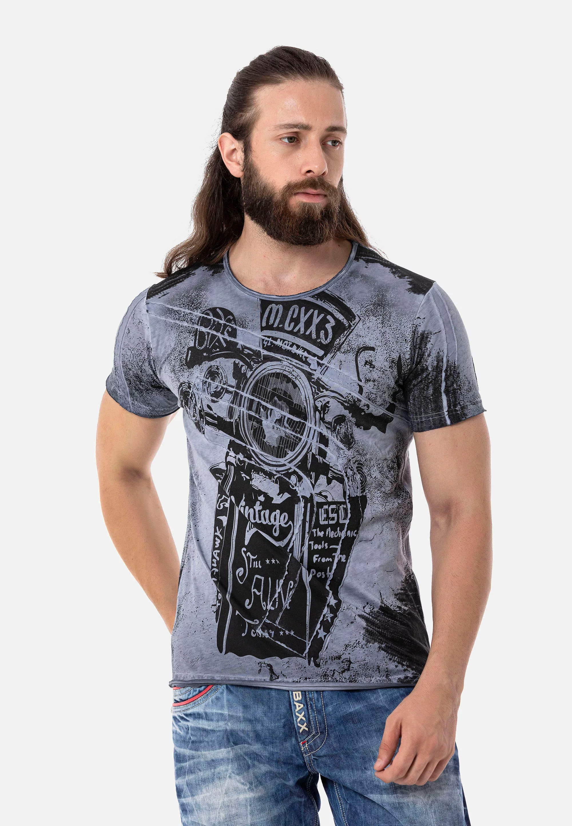 Cipo & Baxx T-Shirt, mit großen Markenprints günstig online kaufen