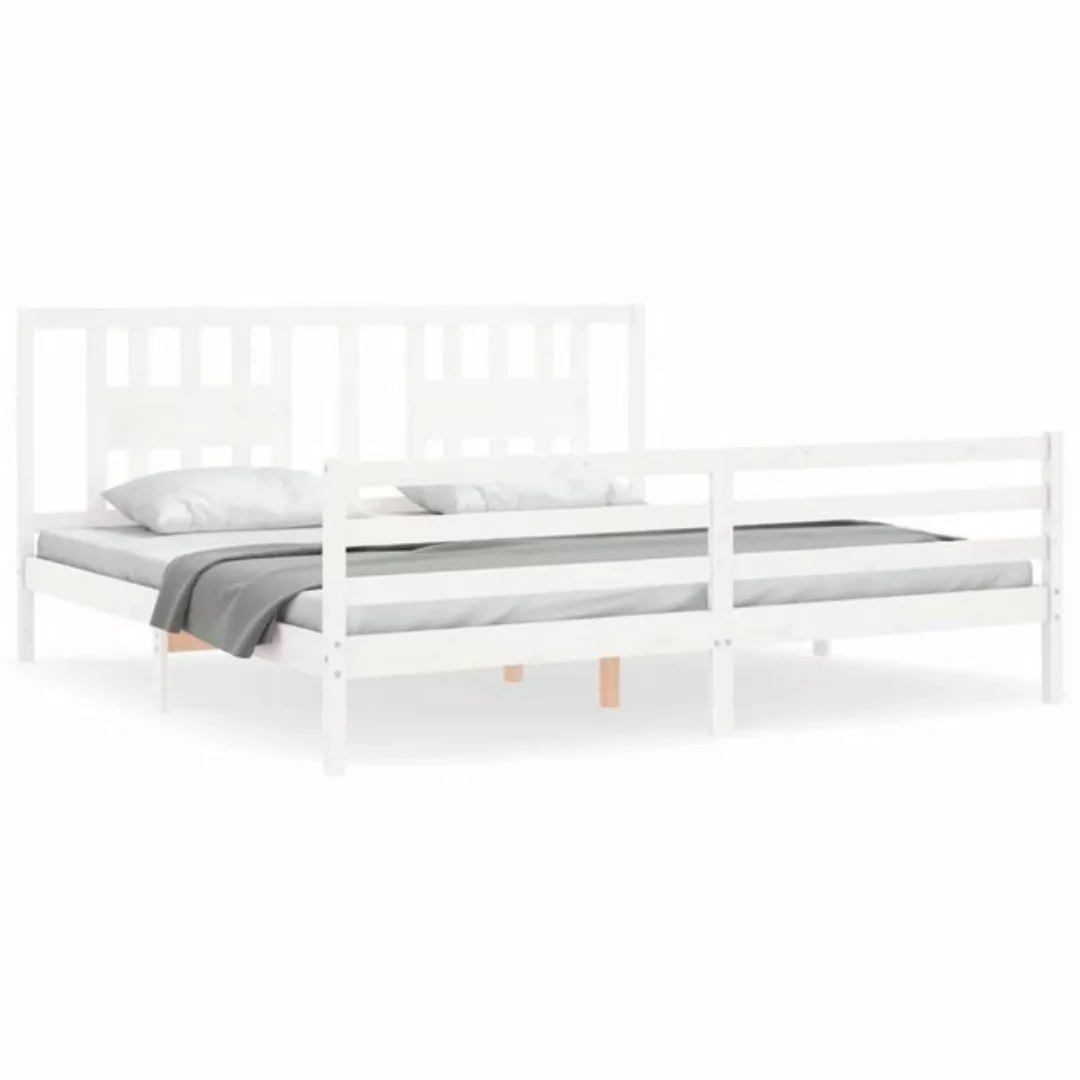 vidaXL Bett Massivholzbett mit Kopfteil Weiß 200x200 cm günstig online kaufen