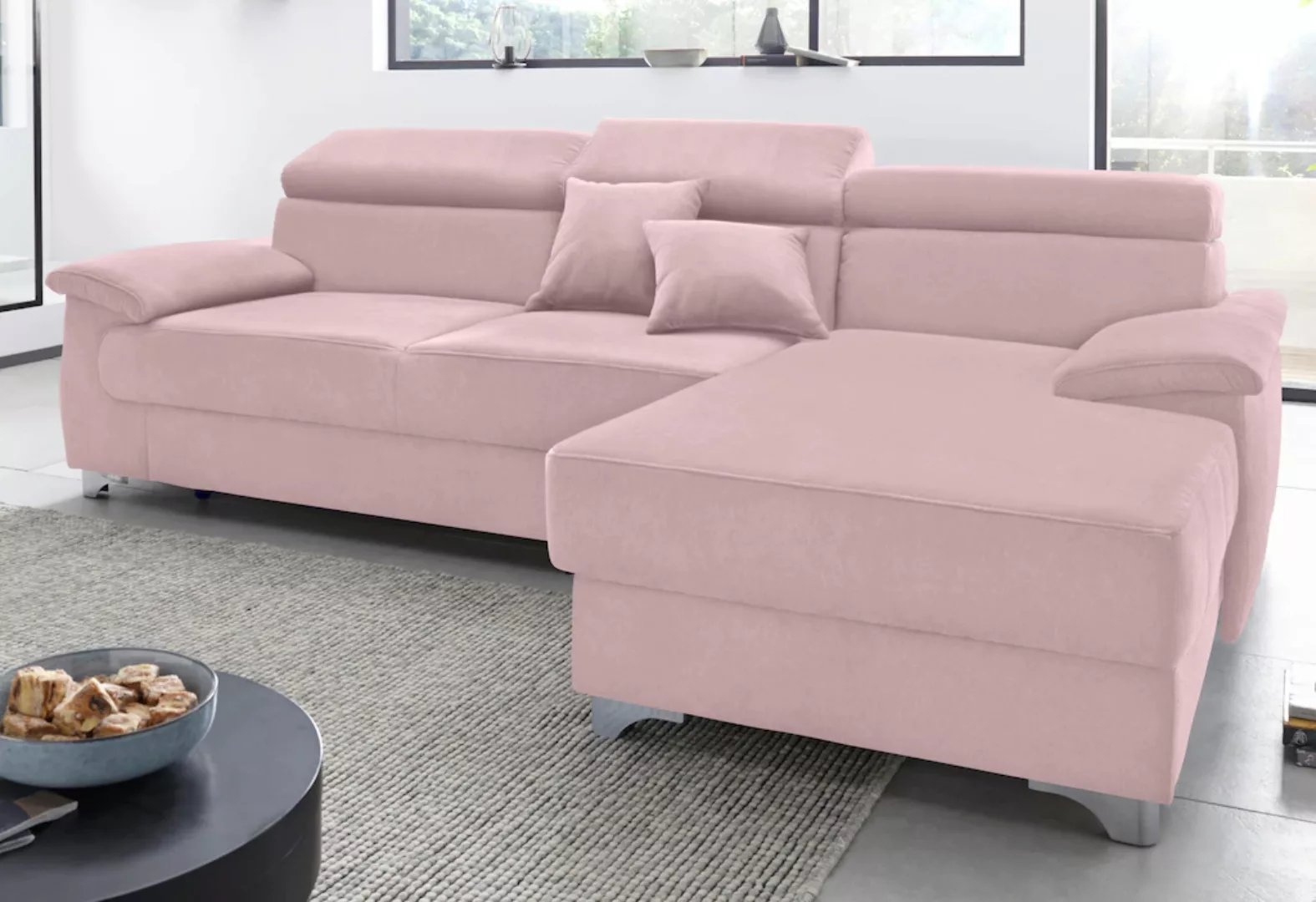 DOMO collection Ecksofa »Trento L-Form«, wahlweise mit Kopfteilverstellung, günstig online kaufen