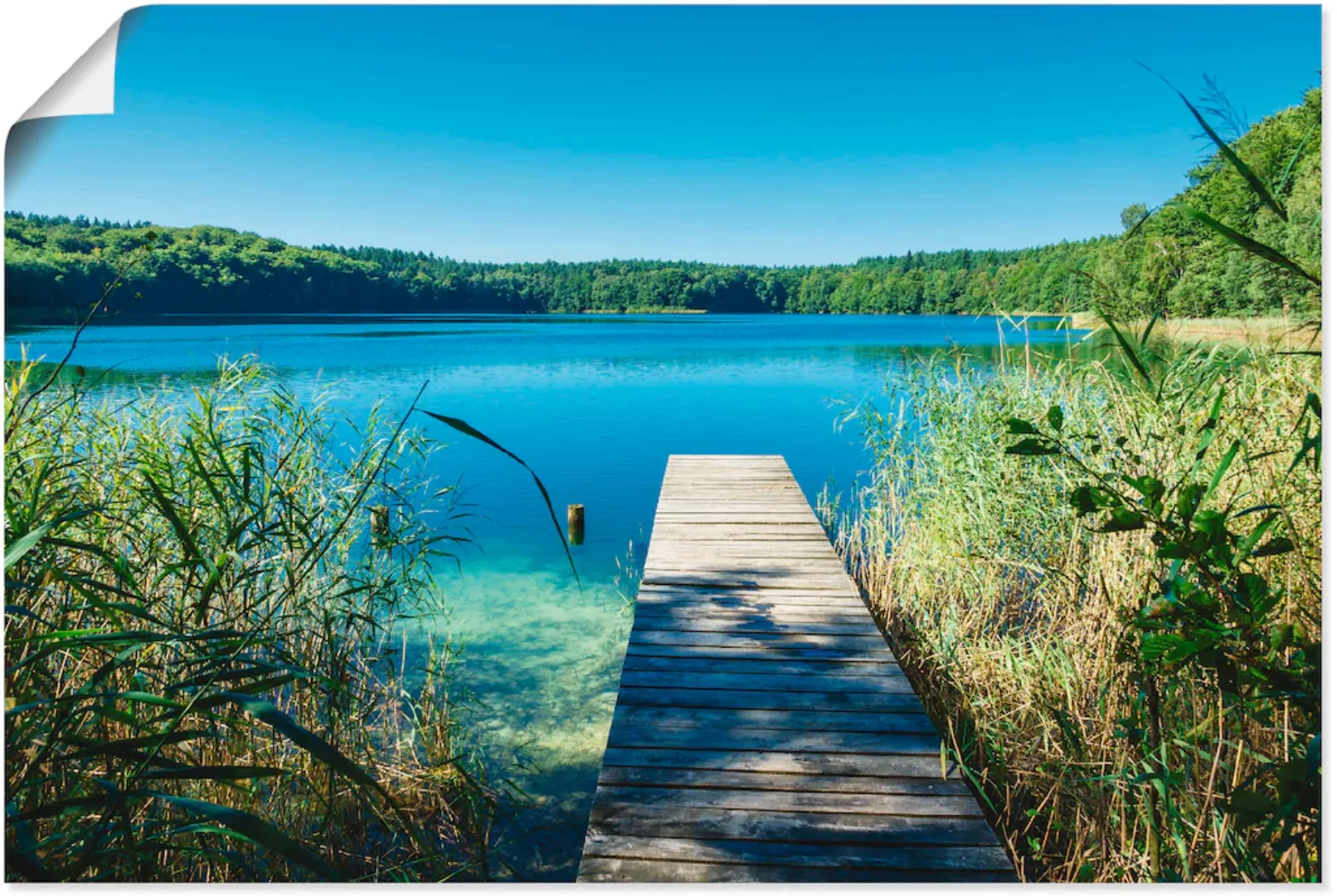 Artland Wandbild "Landschaft am See Steg", Gewässer, (1 St.), als Poster, W günstig online kaufen