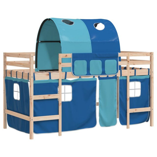 vidaXL Kinderbett Kinderhochbett mit Tunnel Blau 90x200 cm Massivholz Kiefe günstig online kaufen