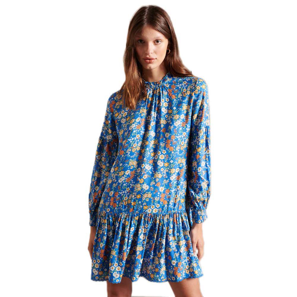 Superdry Kurzes Kleid Mit Stehkragen M Blue Ditsy günstig online kaufen
