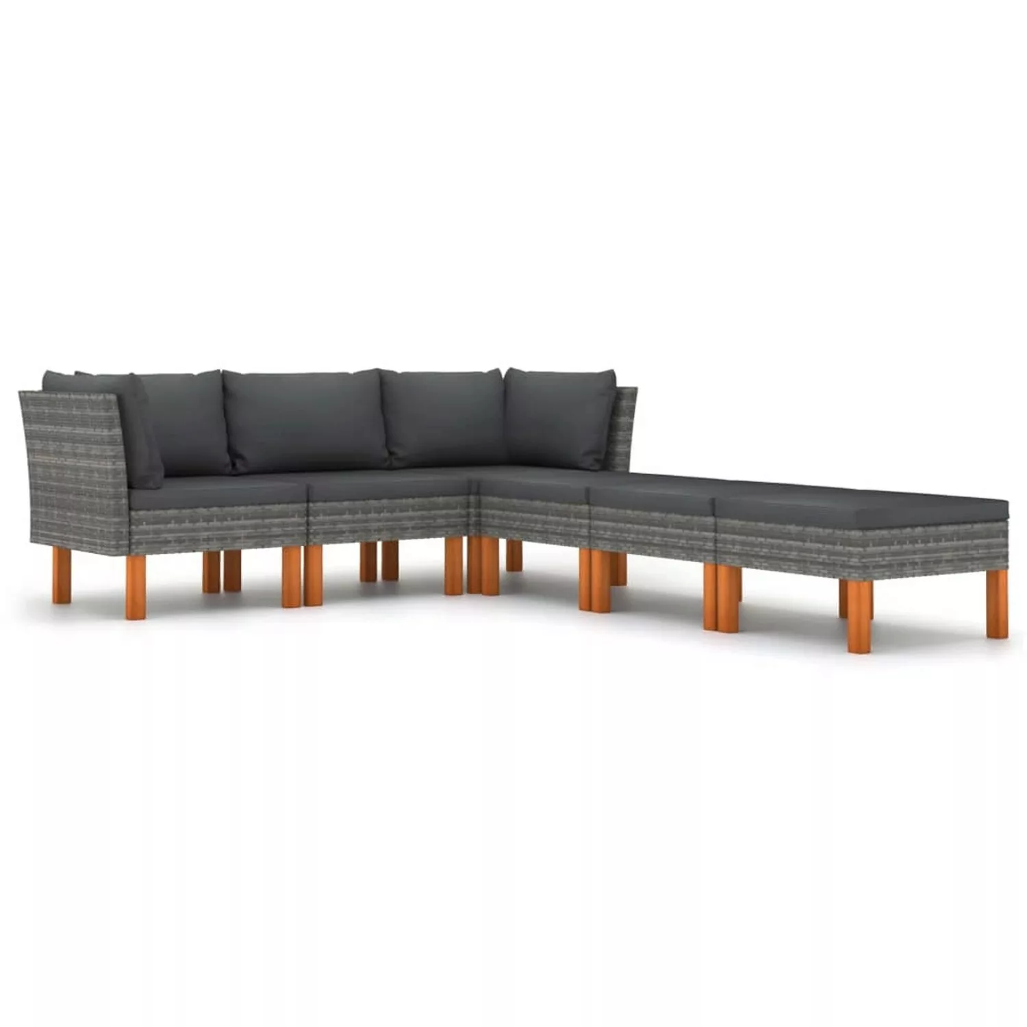 6-tlg. Garten-lounge-set Mit Kissen Poly Rattan Grau günstig online kaufen