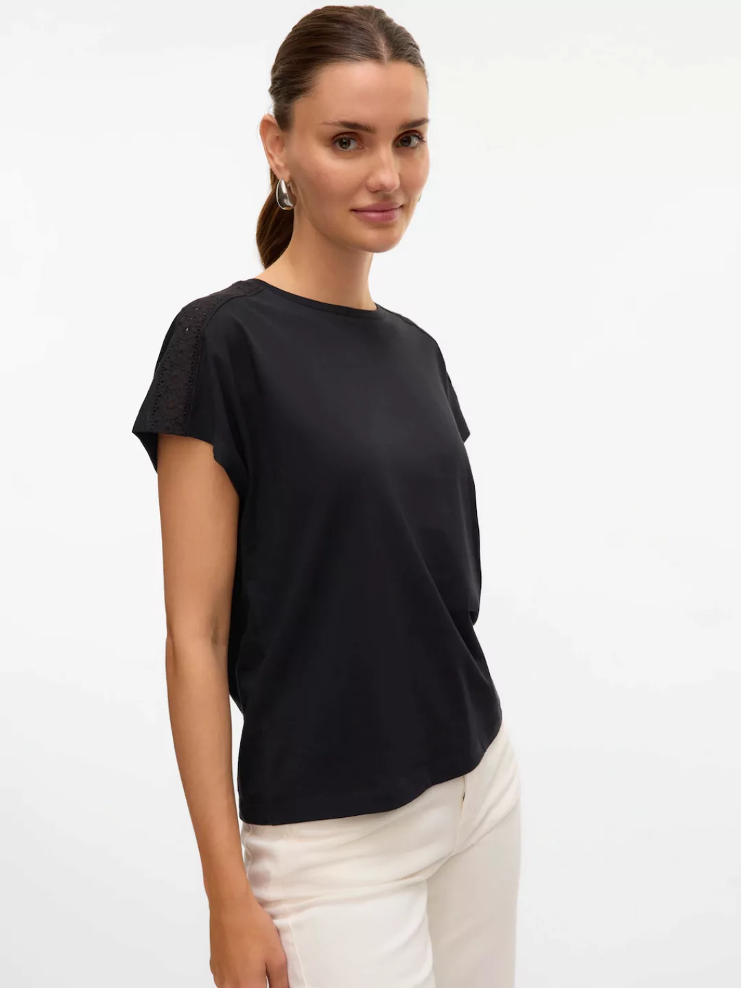 Vero Moda Kurzarmshirt "VMEMMY SS LACE TAPE TOP JRS GA NOOS" günstig online kaufen