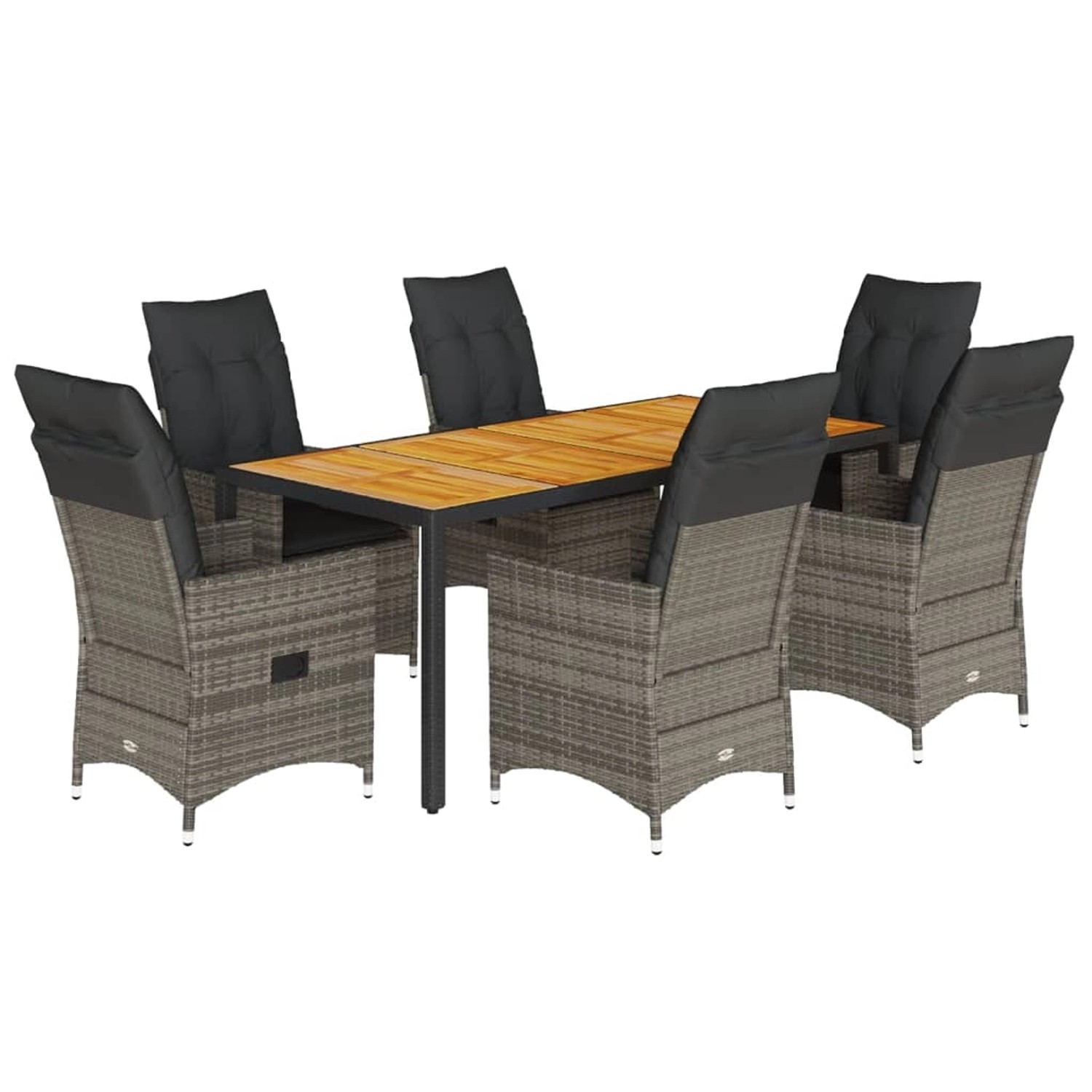 vidaXL 7-Tlg Garten-Essgruppe mit Kissen Grau Poly Rattan 3276729 günstig online kaufen