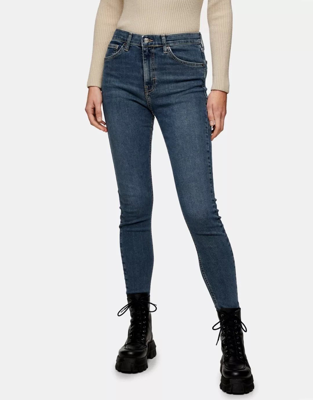 Topshop – Jamie – Jeans in verwaschenem Grün günstig online kaufen